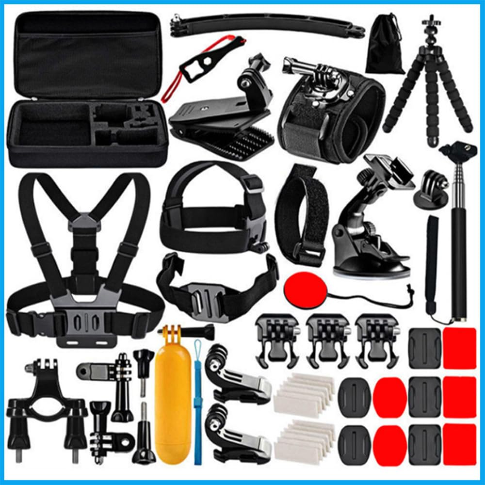 50-in-1 Action Camera Accessories Kit for GoPro Hero 13/12/11/10/9, DJI Osmo Action 2/3/4/Pro 5, Insta360 X2/X3 - Waterproof Durable Case Included - Perfect for Vlogging, Travel, Sports & Underwater Adventures