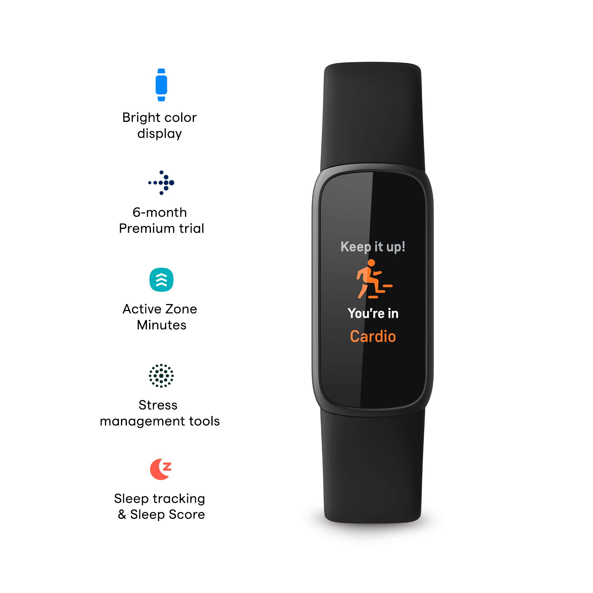 Fitbit Luxe Fitness & Wellness Tracker with Stress Management, Sleep Tracking, 24/7 Heart Rate Monitor - Black/Graphite (Includes S & L Bands) | Perfect for Gym, Running & Daily Activity Tracking (Renewed)