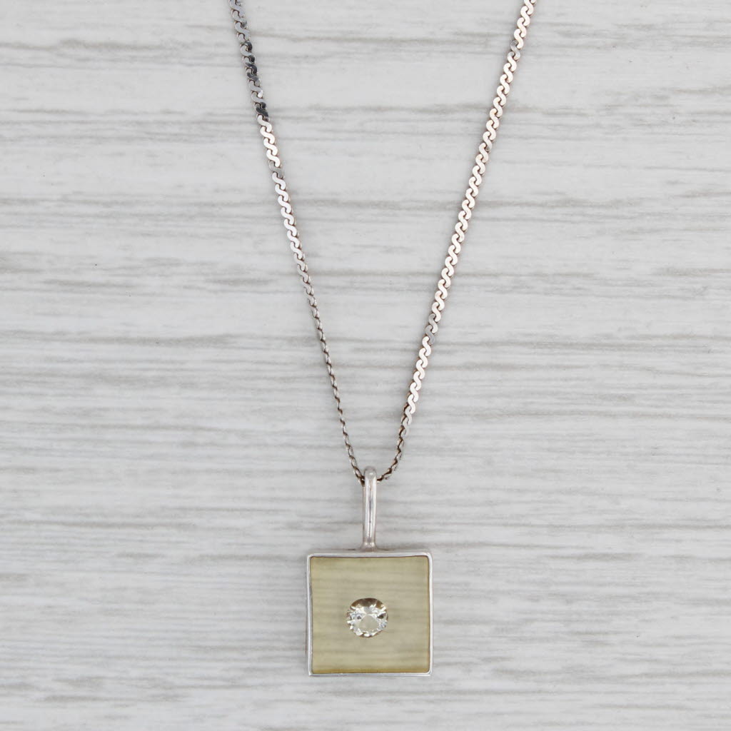 0.15ctw Diamond Floating in Resin Pendant Necklace - 14k White Gold 15