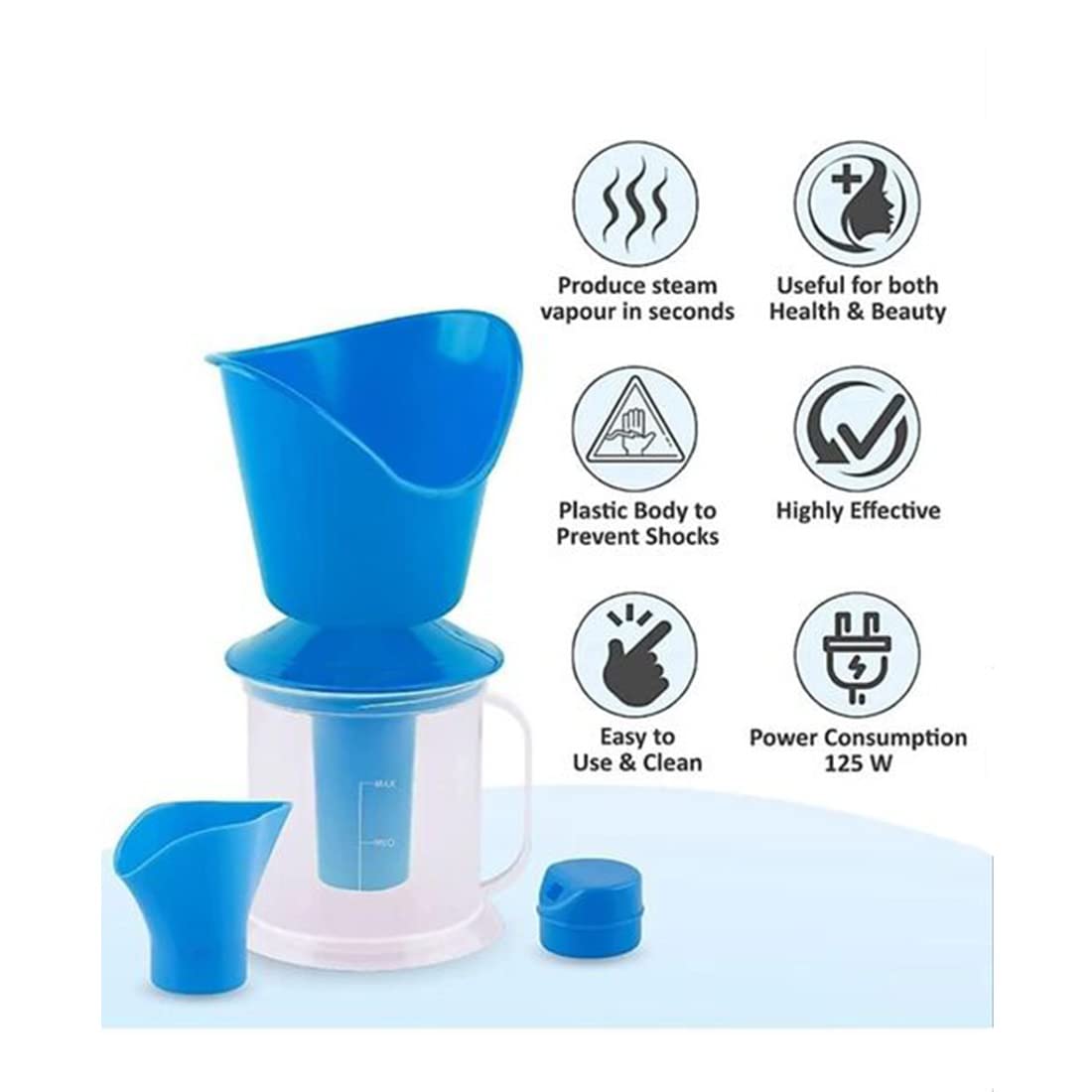 Dr. Care Cold & Cough Relief Vaporizer Steamer - Portable Steam Inhaler for Adults, Kids - Facial Steamer for Congestion Relief & Skin Care - Blue (Perfect for Home, Office & Travel Use)