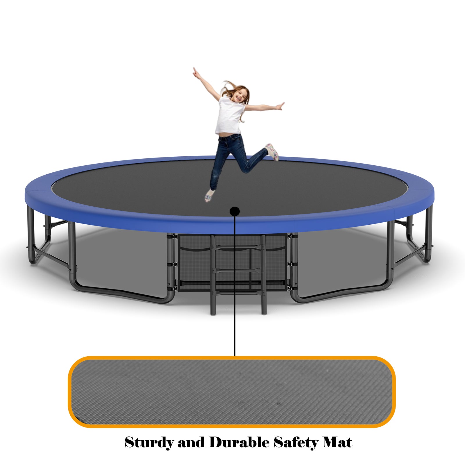 16FT Heavy Duty Outdoor Trampoline for Kids & Adults - ASTM Approved Pumpkin Shape with Curved Poles & Anti-Rust Coating | Perfect for Backyard Fun, Family Exercise, and Outdoor Recreation