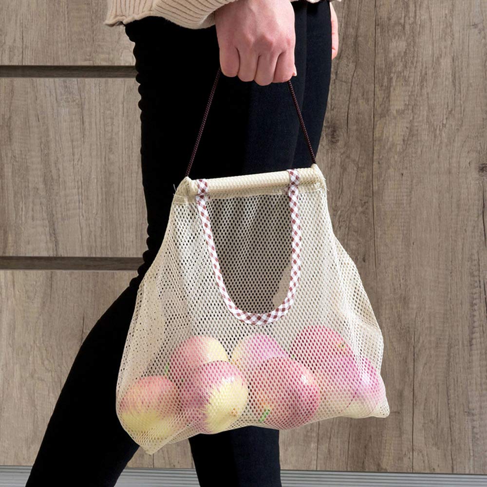 5PCS Breathable Hanging Mesh Storage Bags for Potatoes, Onions, Garlic - Reusable Kitchen Organizer for Fruits & Vegetables - Perfect for Pantry, Grocery Storage & Home Organization