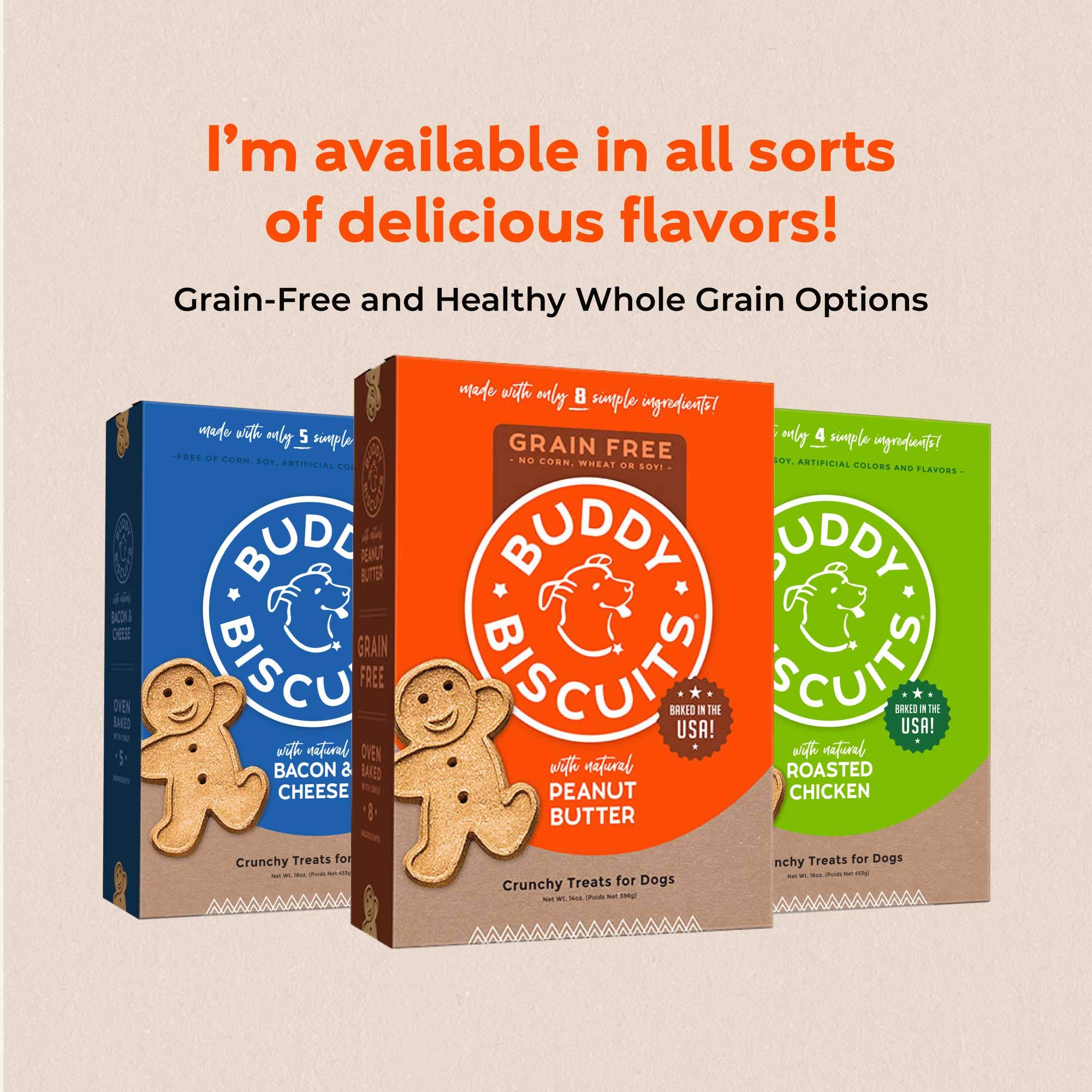 Buddy Biscuits Oven Baked Dog Treats with Peanut Butter & Whole Grain - 6 Pack (96 oz) - Healthy Crunchy Snacks for Training, Rewards & Dental Care - Perfect for Small, Medium & Large Dogs