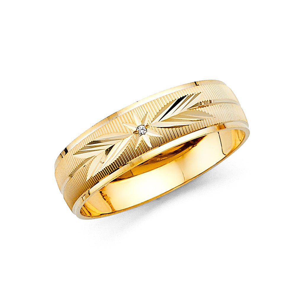 14K White & Yellow Gold Two-Tone Men's Cubic Zirconia Wedding Band Ring - Anniversary Gift for Him, Engagements & Special Occasions