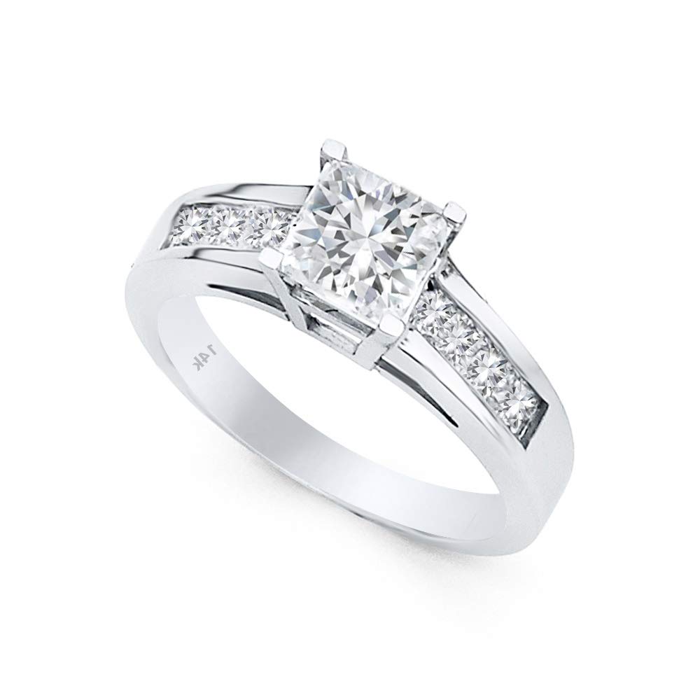 14K Gold Princess Cut Engagement Ring with Brilliant CZ Stones - Elegant Wedding Band for Women | Perfect Anniversary Gift, Proposal Jewelry & Bridal Accessory