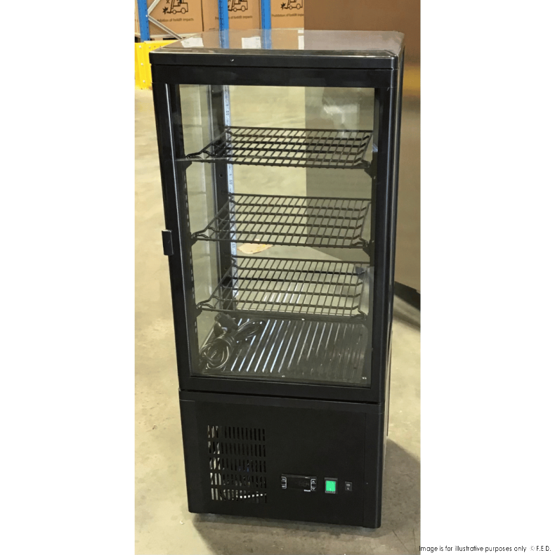 2nds: Thermaster 4-Sided Countertop Beverage Display Refrigerator - Black (TCBD78B QLD303) - Perfect for Bars, Cafes, and Convenience Stores