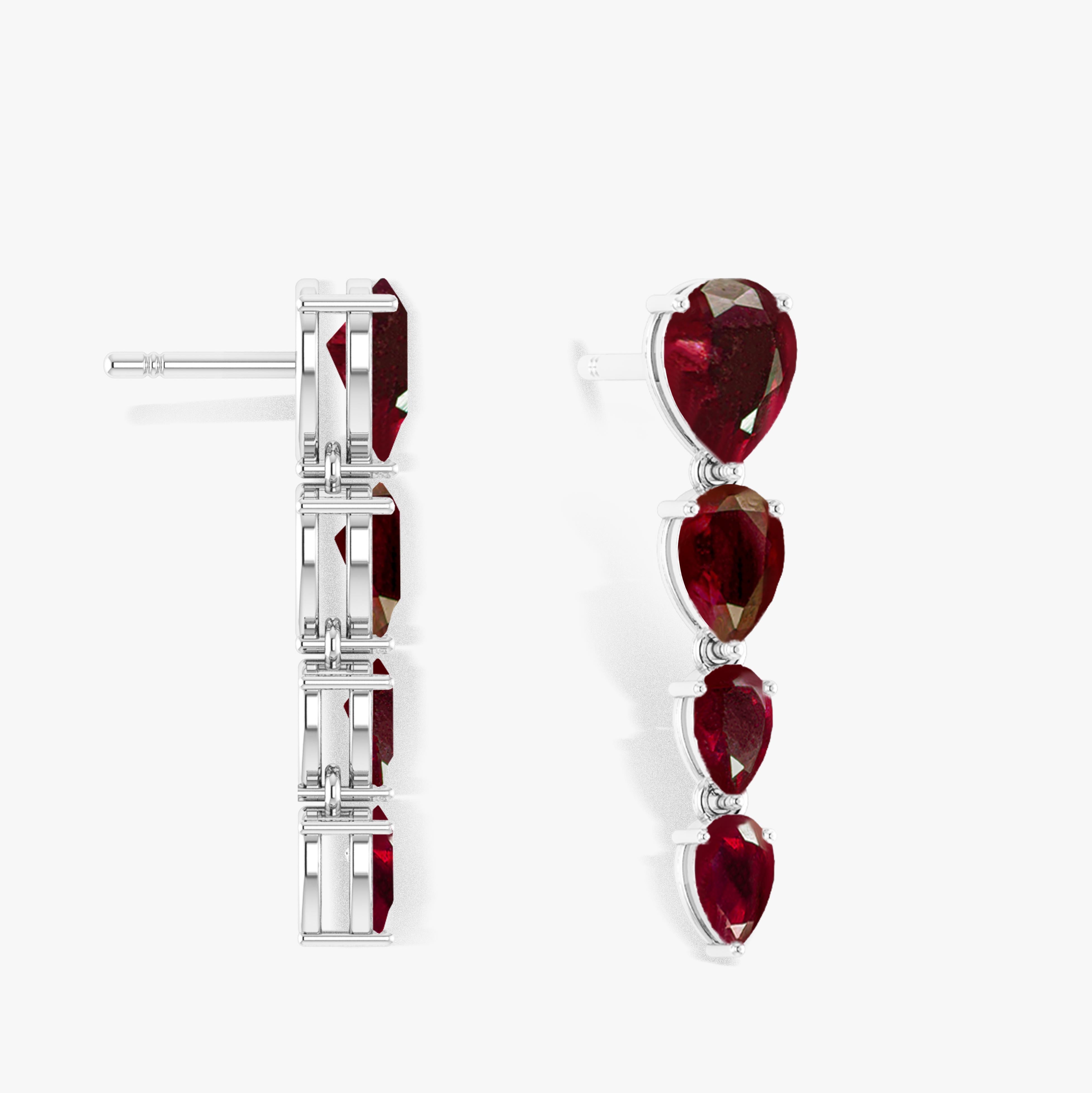 Red Ruby Gemstone Pear Drop Earrings for Women - Elegant Dangle Earrings for Wedding, Party & Special Occasions