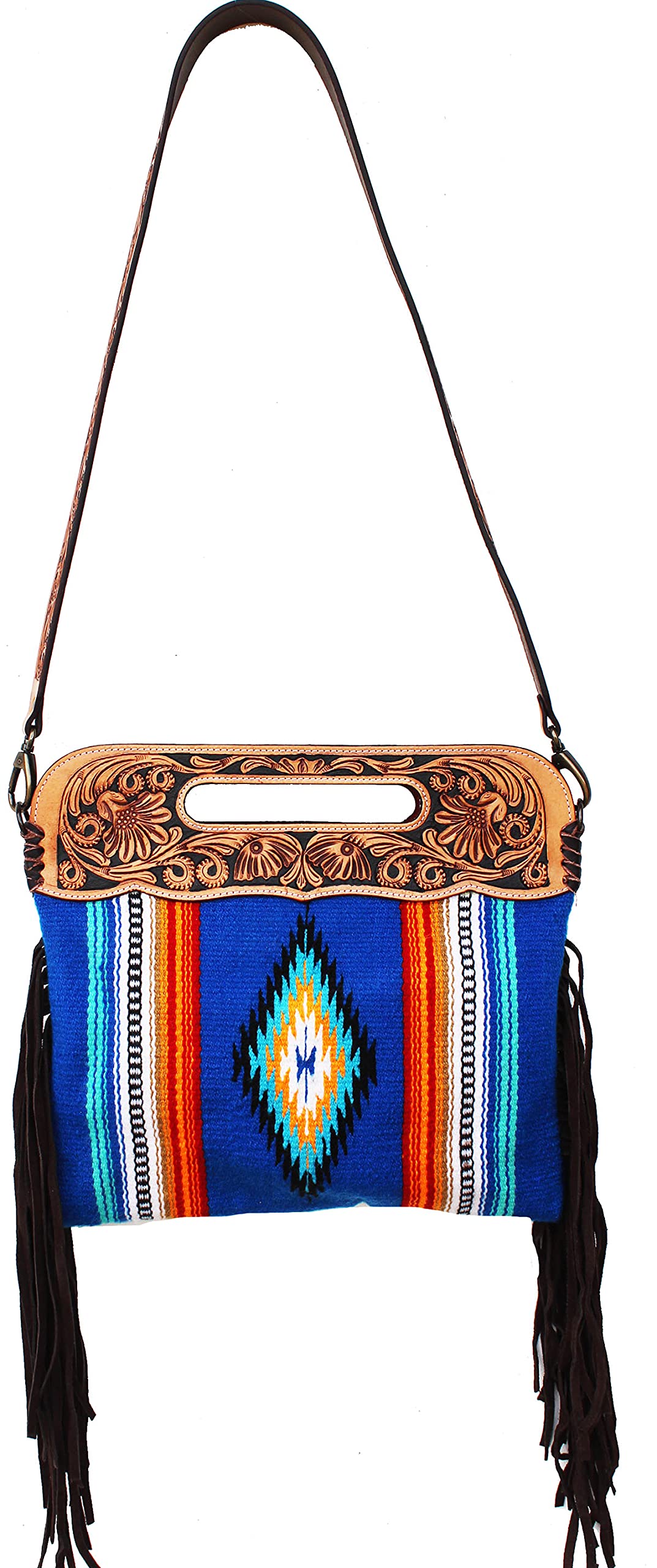 CHALLENGER Women's Western Handwoven Wool Rodeo Cowgirl Purse Shoulder Handbag - Stylish Leather Crossbody Bag for Country Music Festivals & Rodeo Events (Model 27FK37)