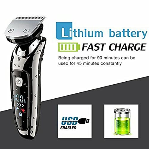 Premium Waterproof Electric Razor for Men - Rechargeable Cordless Beard Trimmer & Body Groomer Kit with Powerful Motor - Perfect for Face Shaving, Body Hair Trimming & Travel Use