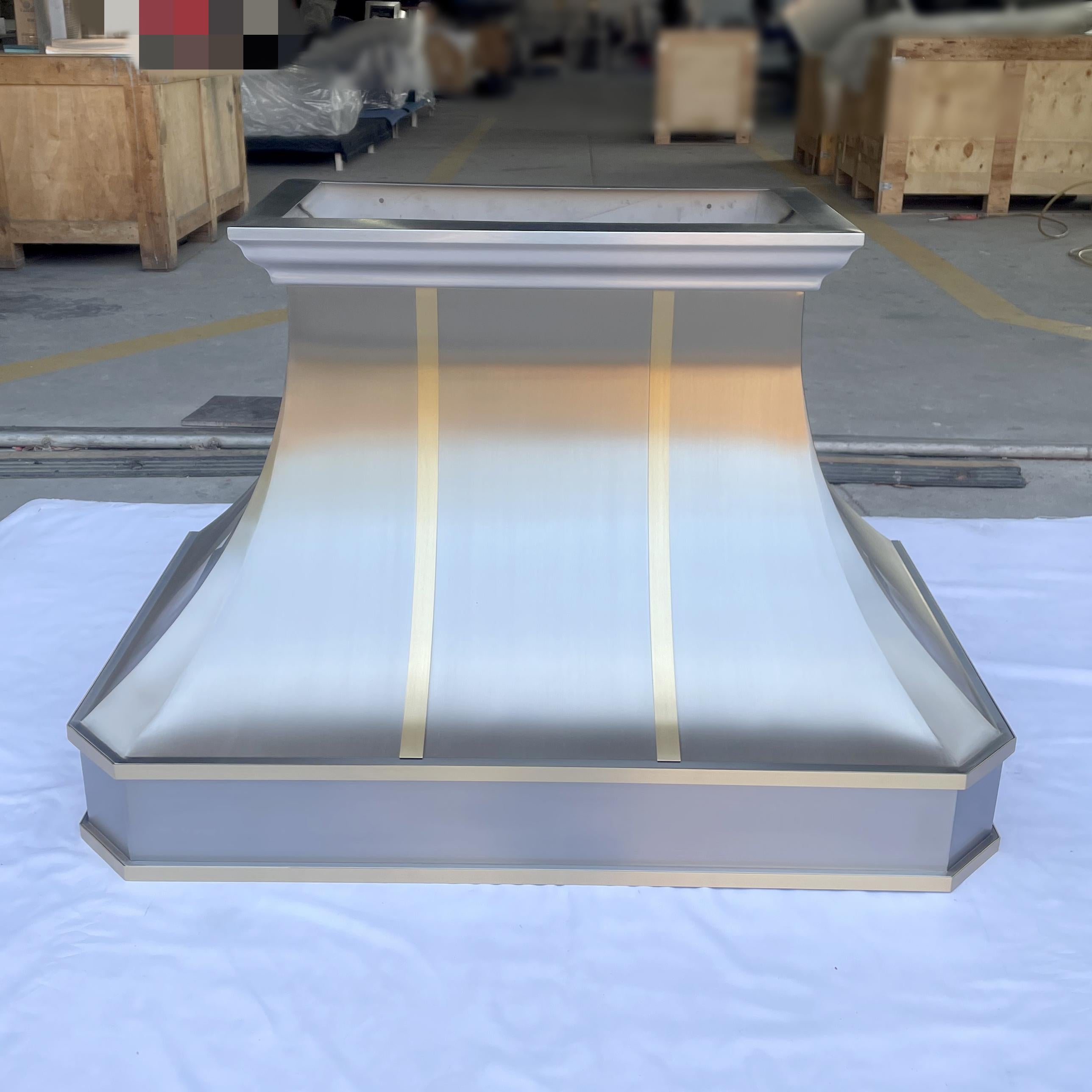 Premium RHM CT202127 Custom Stainless Steel & Brass Range Hood for Chris - Modern Kitchen Ventilation - Perfect for Home Chefs & Open-Concept Kitchens