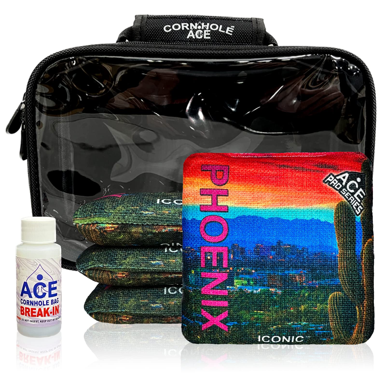 ACE Pro Cornhole Bags Set of 4 - Dual Sided Slick Stick All Weather Bean Bags with PRO Kit | Premium Tournament Quality | Includes Optional Break-in Service & Carrying Case | Perfect for Backyard Games, Tailgating, and Outdoor Parties