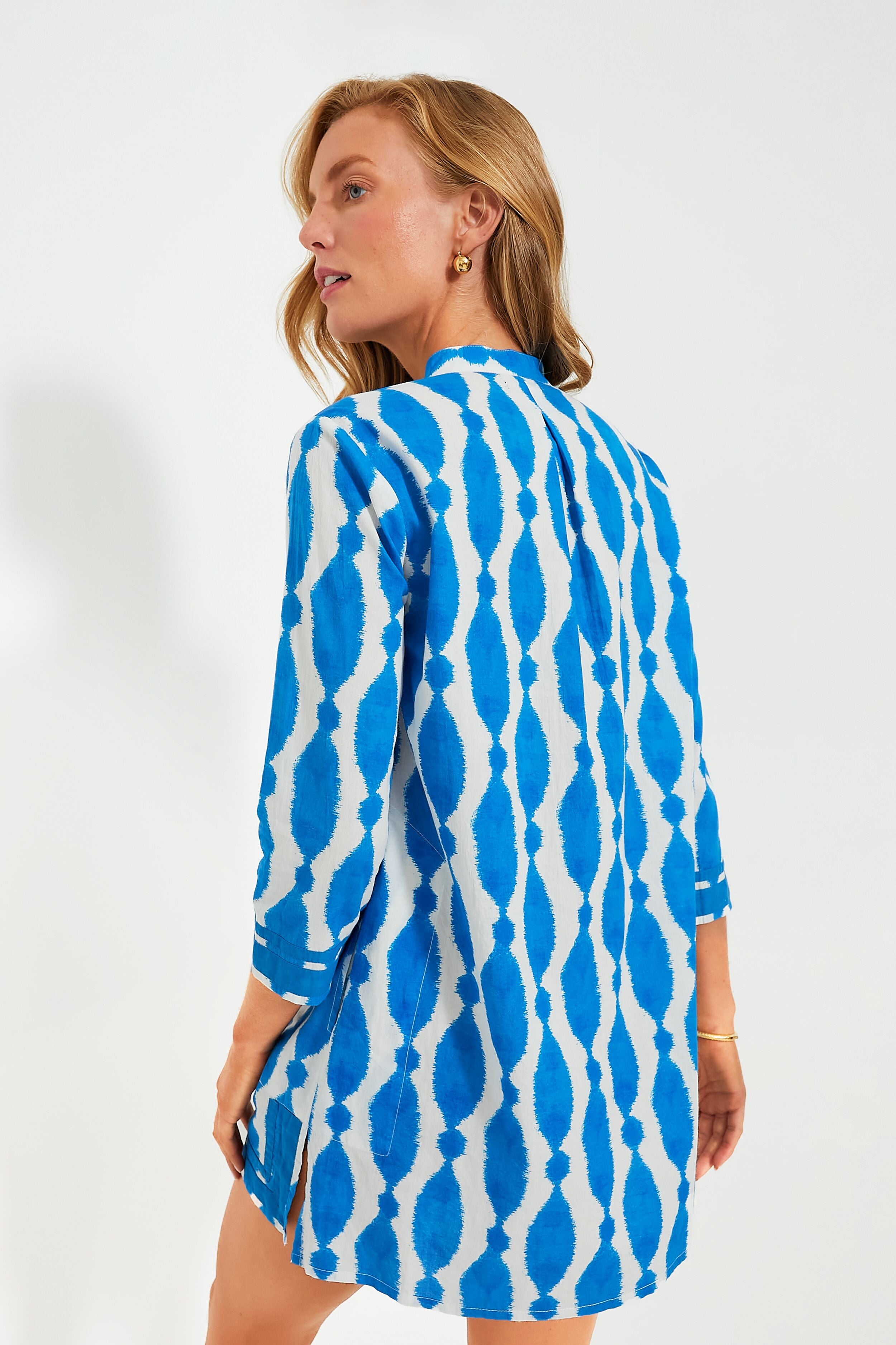 Blue Jalapa Tokyo Short Kurta Dress for Women - Stylish Boho Cotton Tunic Top for Casual Wear, Summer Outfits & Festivals