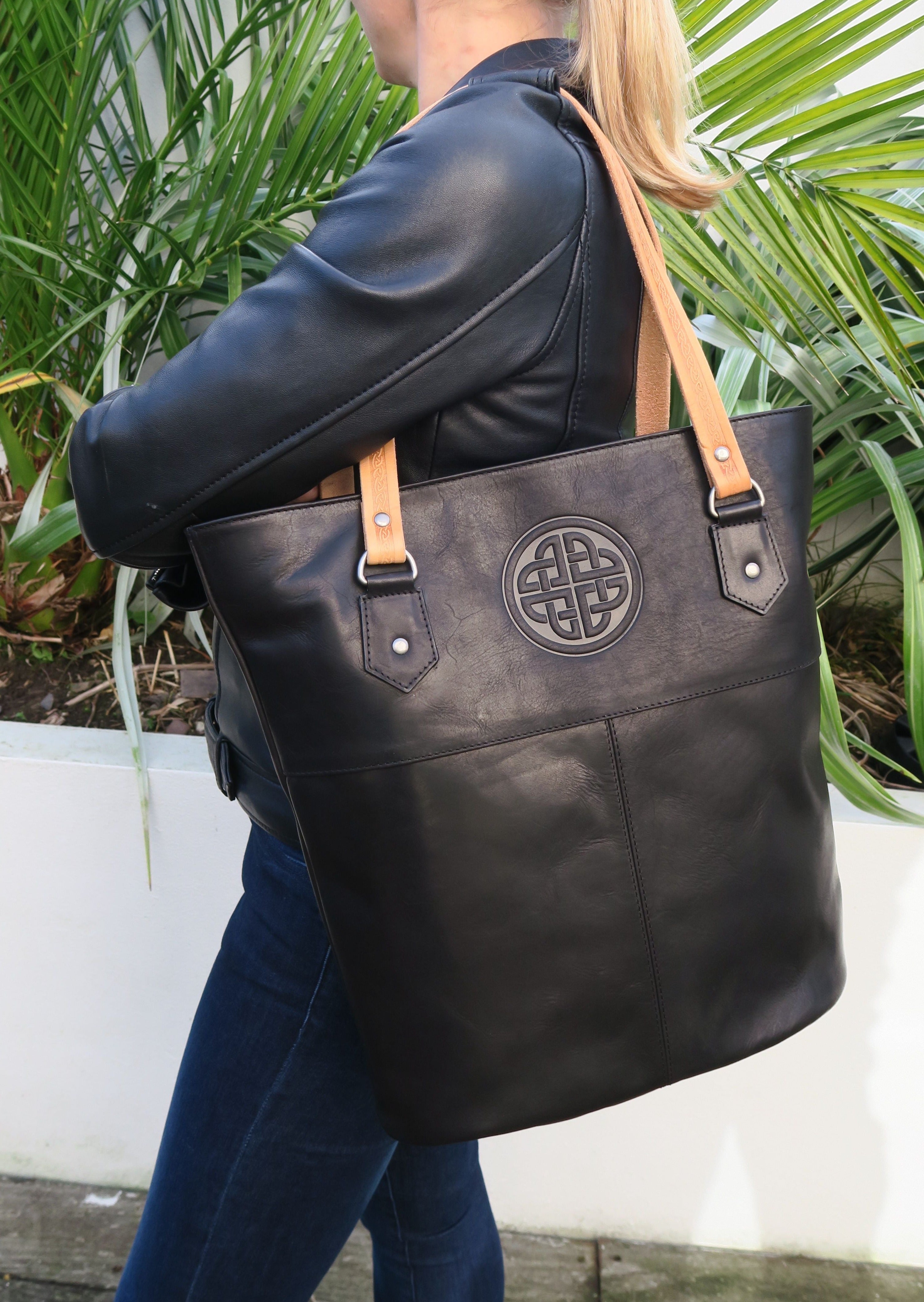 Lee River Black Leather Tote Bag for Women - Stylish & Spacious Handbag for Work, Travel & Everyday Use