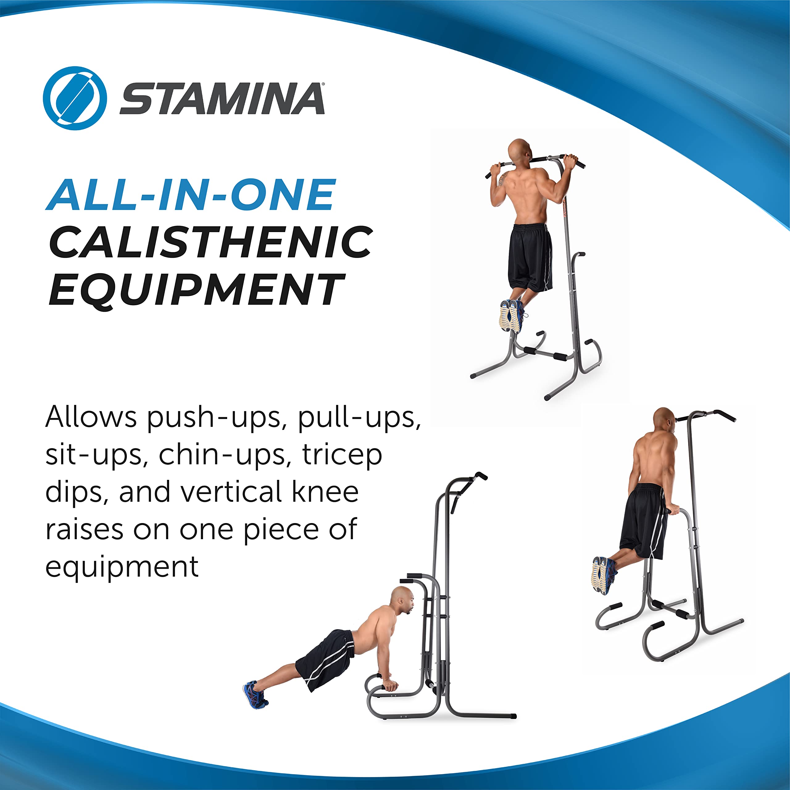Stamina Power Tower - Heavy Duty Dip Bar & Pull Up Station for Home Gym - 250 lbs Weight Capacity - Perfect for Strength Training & Bodyweight Exercises