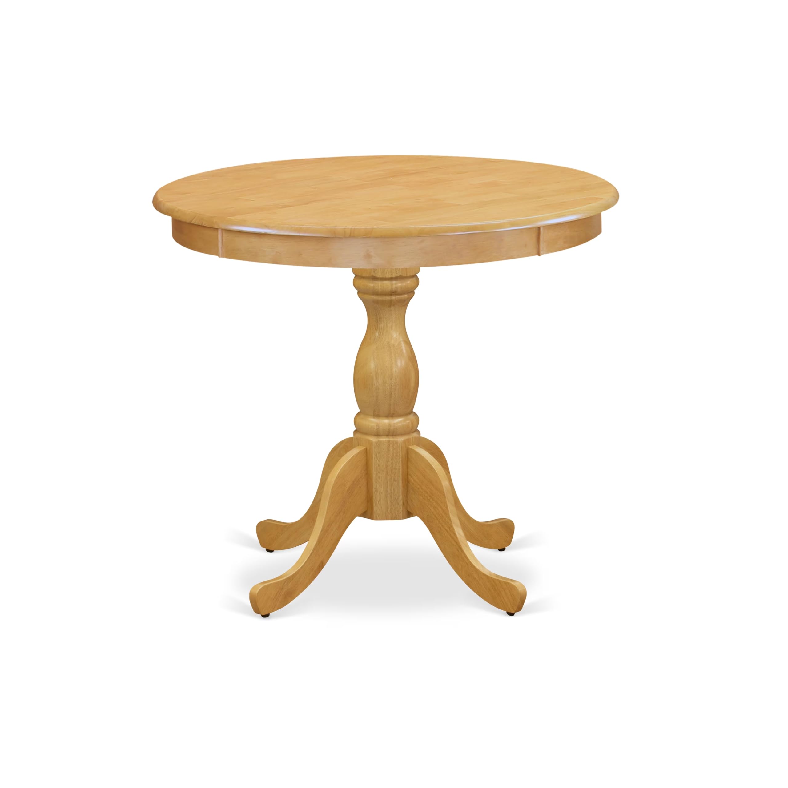 East West Furniture AMBO3-OAK-W 3-Piece Round Kitchen Dining Set with Pedestal Table & 2 Chairs, 36x36 Inch, Oak - Perfect for Small Spaces, Breakfast Nooks & Cozy Apartments