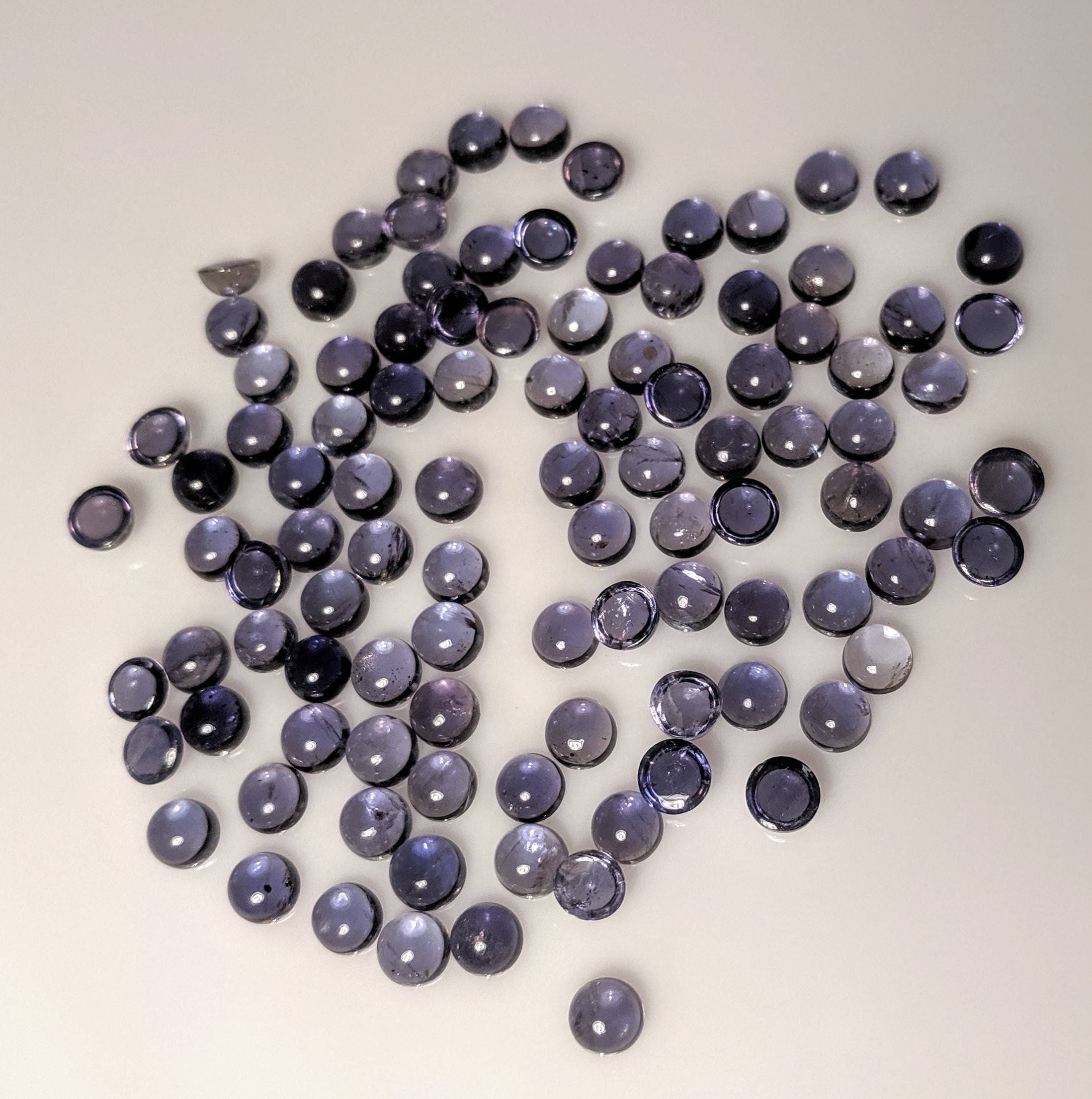 Natural Genuine Violet Blue Iolite Gemstones - 2/4/6/8/10pc 5mm Round Cabochon Loose Stones for Jewelry Making, Healing Crystals & DIY Crafts (Perfect for Rings, Necklaces & Spiritual Healing)