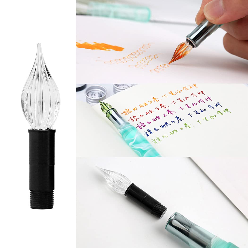 Premium Glass Dip Pen & Fountain Pen Set - 5 Interchangeable Nibs for Calligraphy, Writing & Art | Resin Acrylic Signature Pen for Artists, Journaling & Gift Giving (Elegant Green)