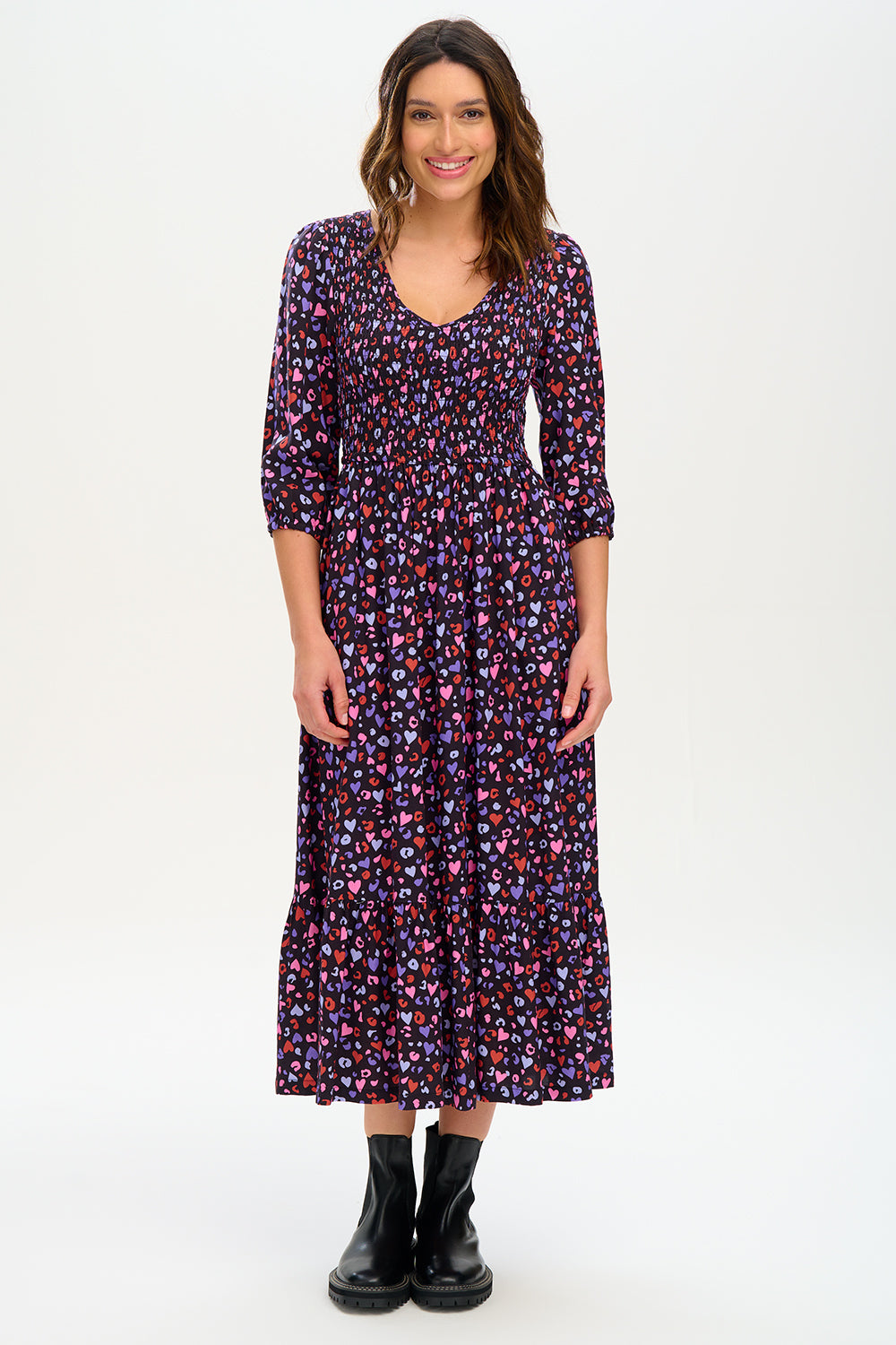 Magdalene Midi Shirred Dress - Multi Leopard Print Flowy Summer Dress for Women | Perfect for Beach Vacations, Date Nights & Casual Outings