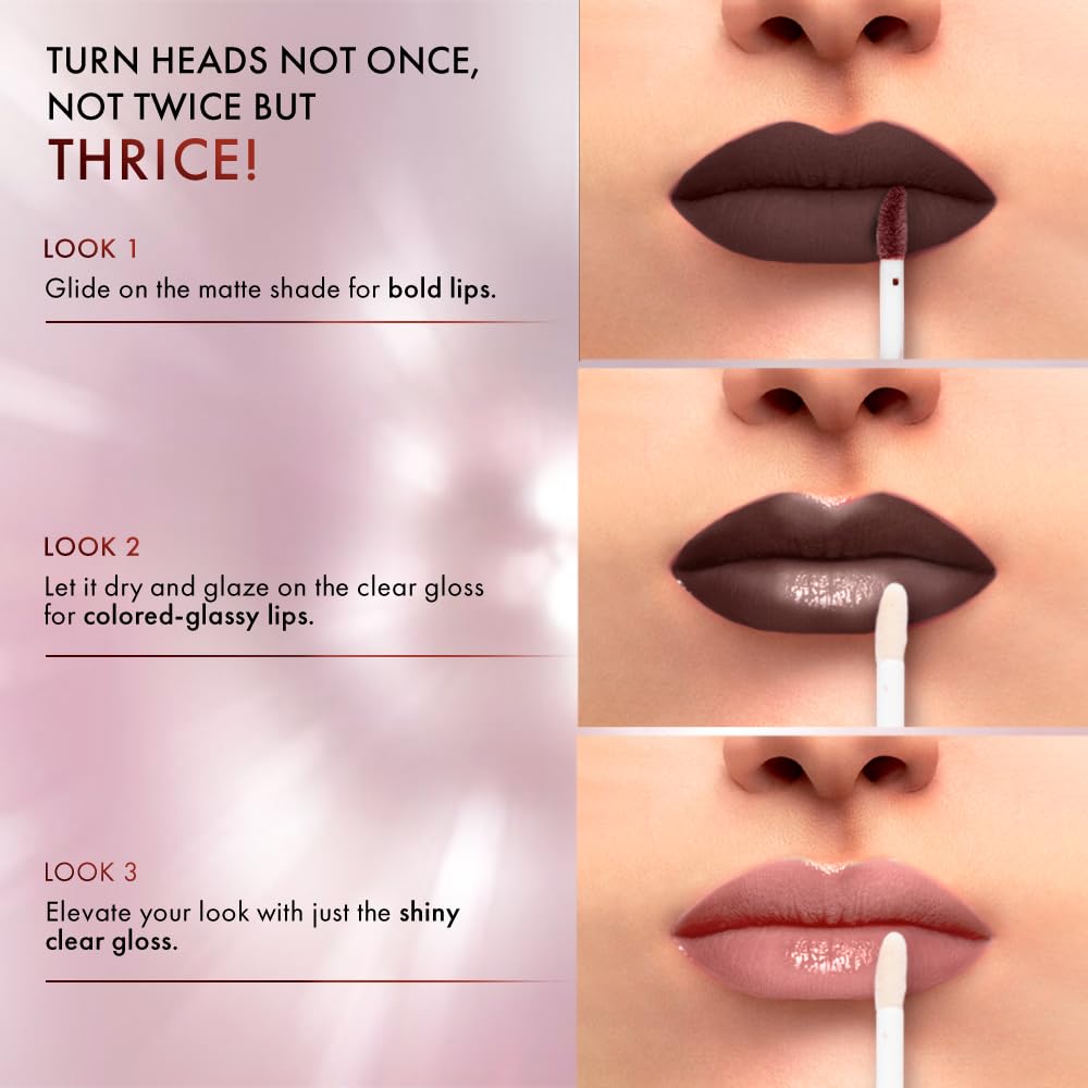 LAKMÉ 9 To 5 Matte To Glass Liquid Lipstick - Long Lasting Matte & Glossy Finish Lip Color for Day to Night Wear | Perfect for Office, Parties & Special Occasions