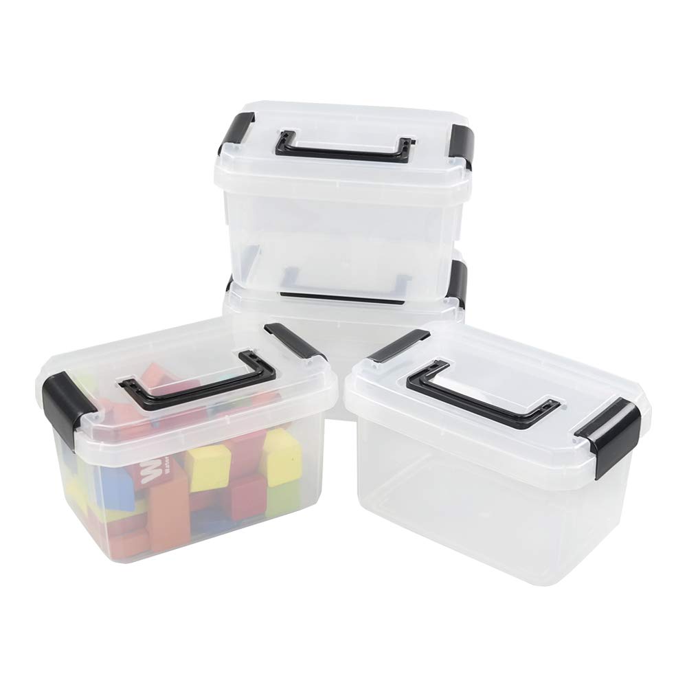 2L Clear Mini Plastic Storage Boxes - 4-Pack Small Transparent Organizer Bins for Crafts, Jewelry, Office Supplies & Home Organization