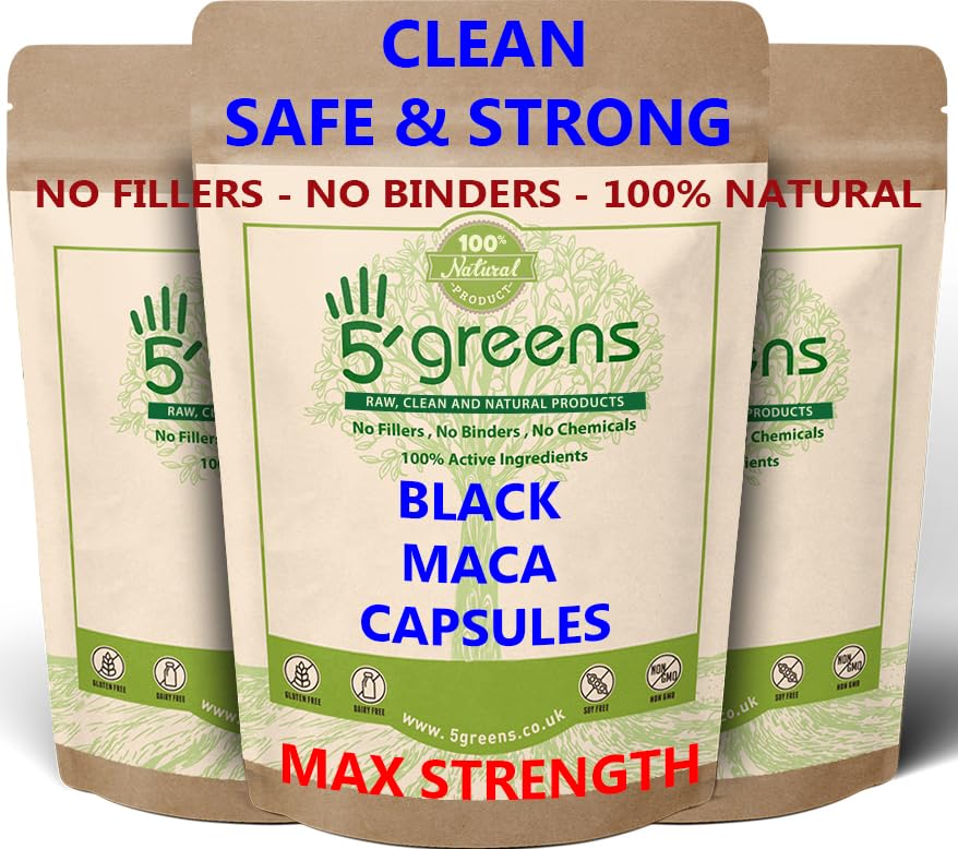 Premium Black Maca Root Capsules 6000mg | 180 Count Gelatinized Peruvian Maca Supplement | 10:1 Extract (600mg per Serving) for Energy, Stamina & Hormonal Balance | Ideal for Athletes, Busy Professionals & Natural Wellness Enthusiasts