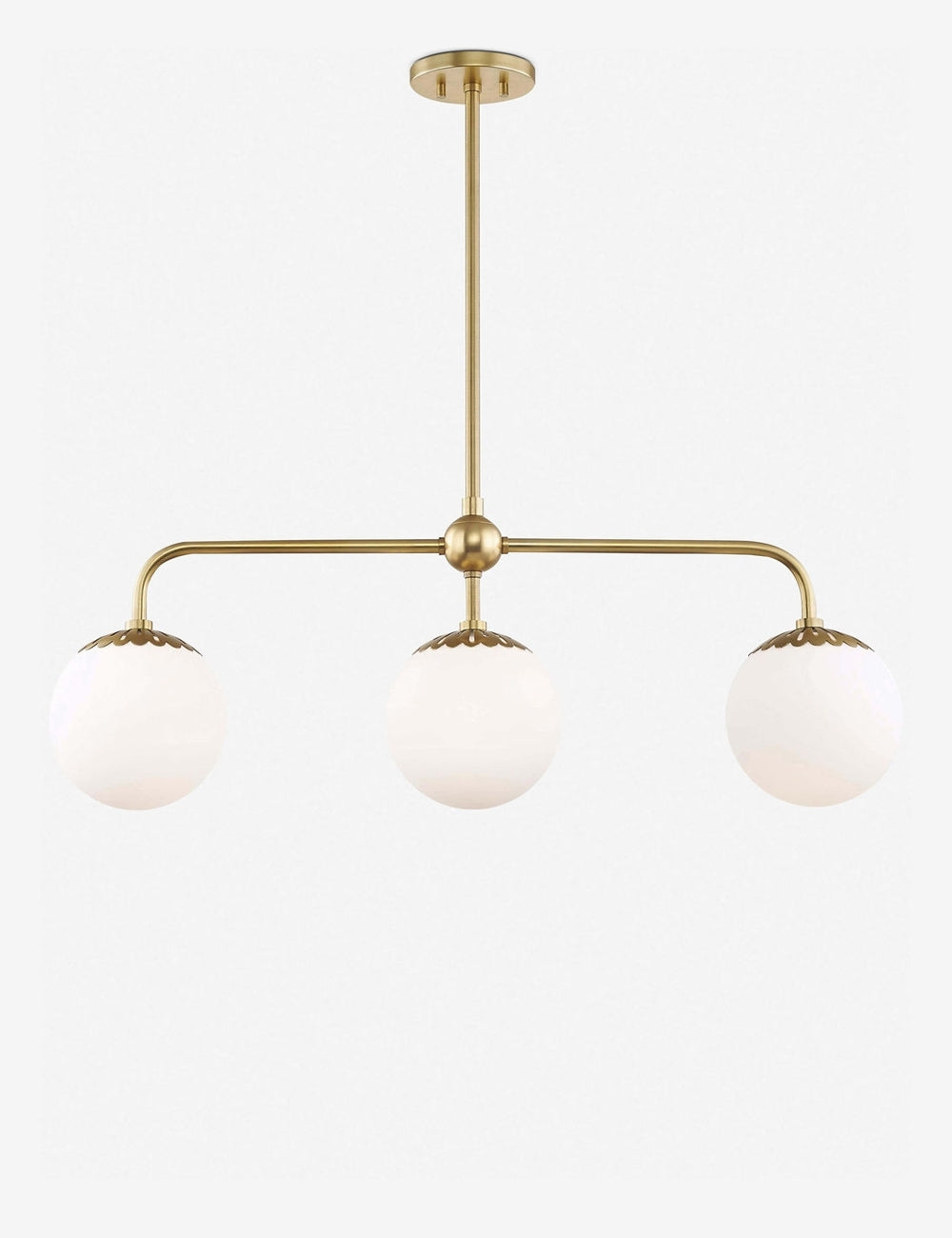 Annetta Linear Chandelier - Modern LED Pendant Lighting Fixture for Dining Room, Kitchen Island & Bedroom | Dimmable Gold Finish Glass Shade