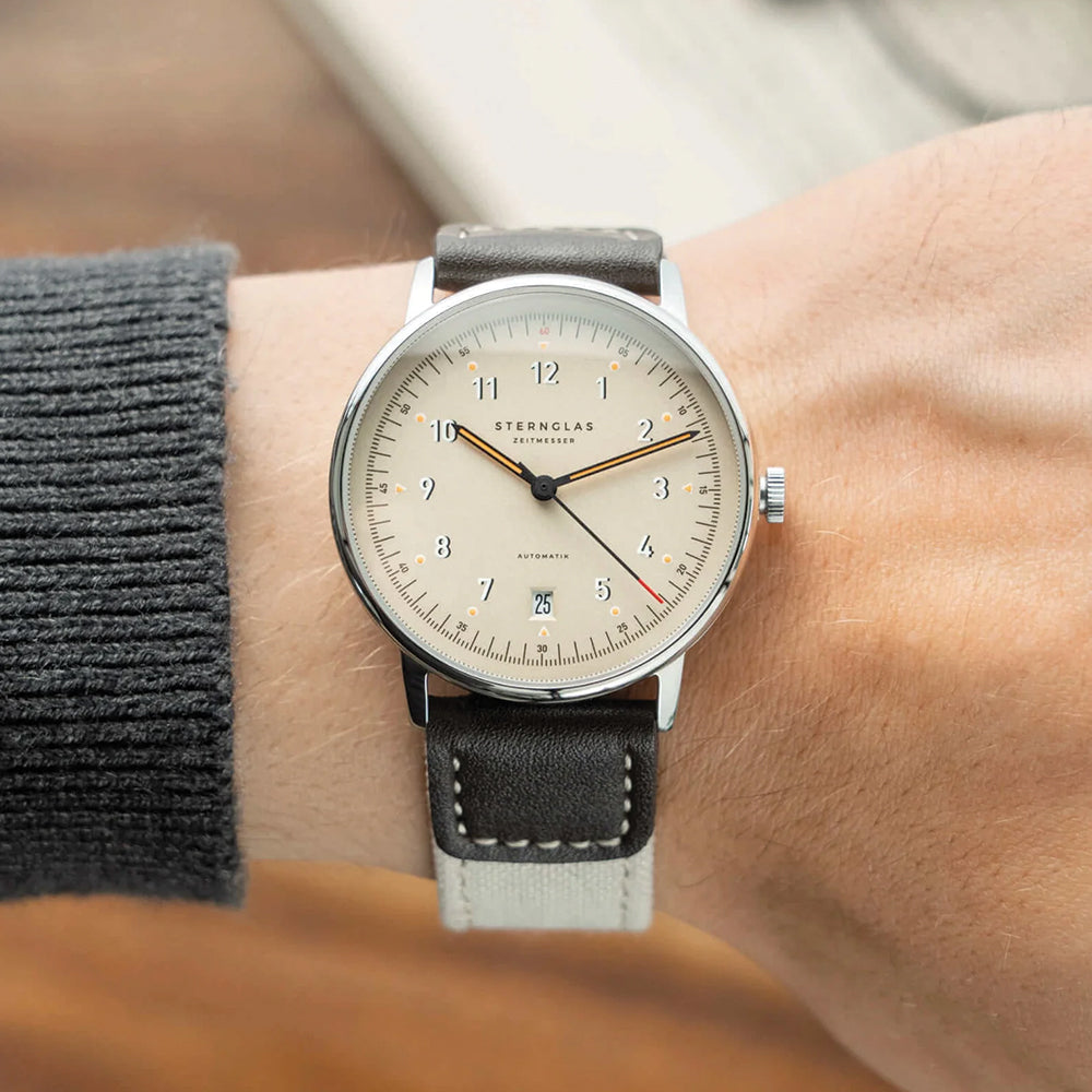 Lumatik Automatic 38mm Beige Watch with Nylon Strap - Stylish Unisex Timepiece for Everyday Wear, Outdoor Adventures & Business Occasions