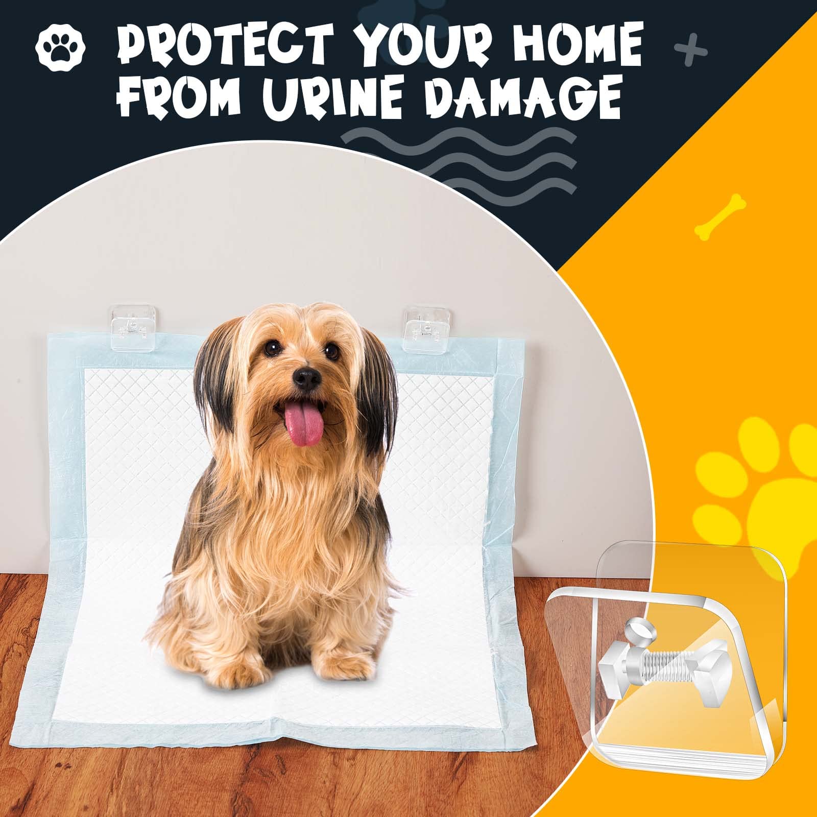 Eccliy 8-Piece Clear Dog Potty Training Pad Holder Set - Invisible Wall-Mounted Puppy Pee Pad Clips with 6 Strong Adhesive Strips for Indoor/Outdoor Use | Perfect for House Training Puppies & Small Dogs in Apartments or Kennels