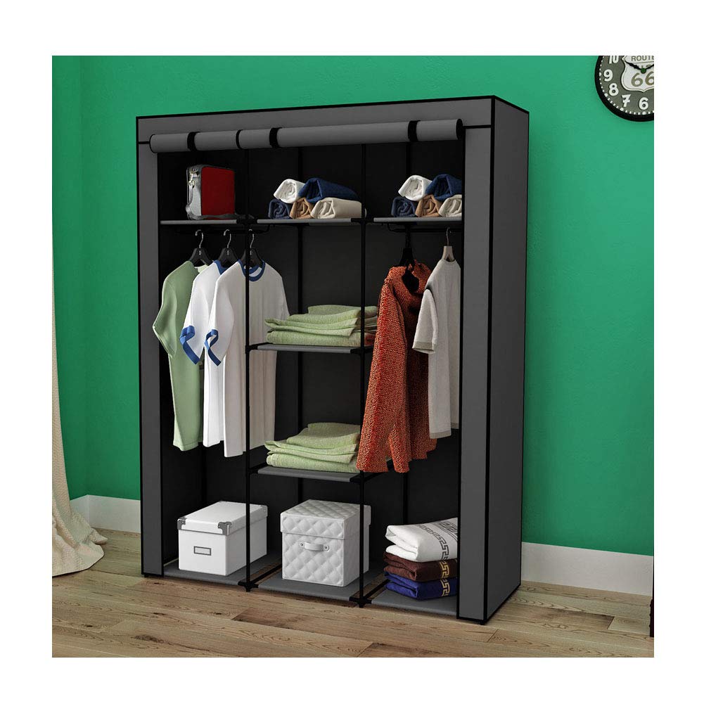 Portable Non-Woven Fabric Wardrobe Closet - Foldable Clothes Storage Organizer for Bedroom, Cloakroom & Travel - Gray | Space-Saving Solution for Small Spaces & Dorm Rooms