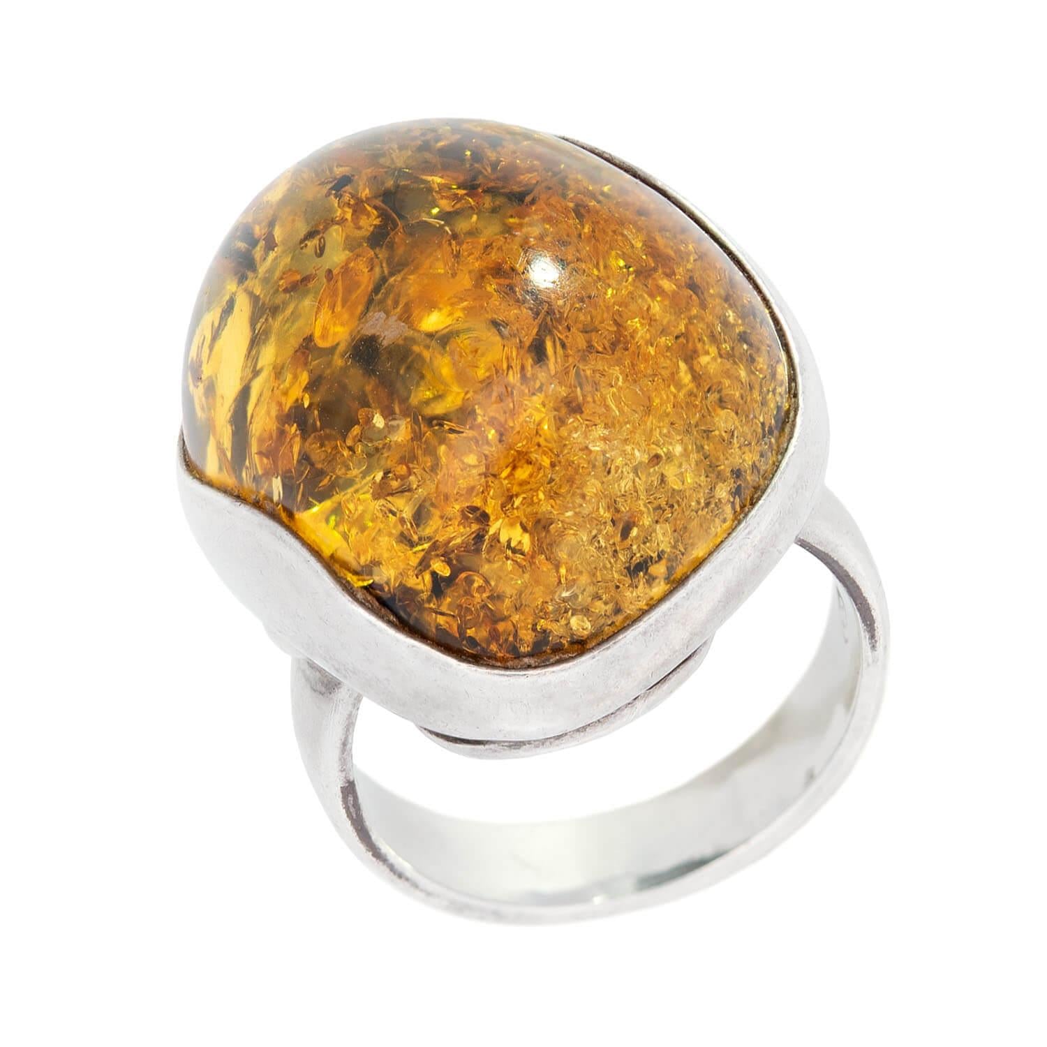 Vintage Polish Sterling Silver Baltic Amber Ring - Handmade Jewelry for Women, Gift for Her, Wedding, Anniversary & Special Occasions