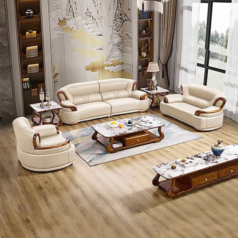Stylish Beige Scratch-Resistant Solid Color Sofa - 2, 3 & 4 Seater Options for Living Room, Lounge & Office