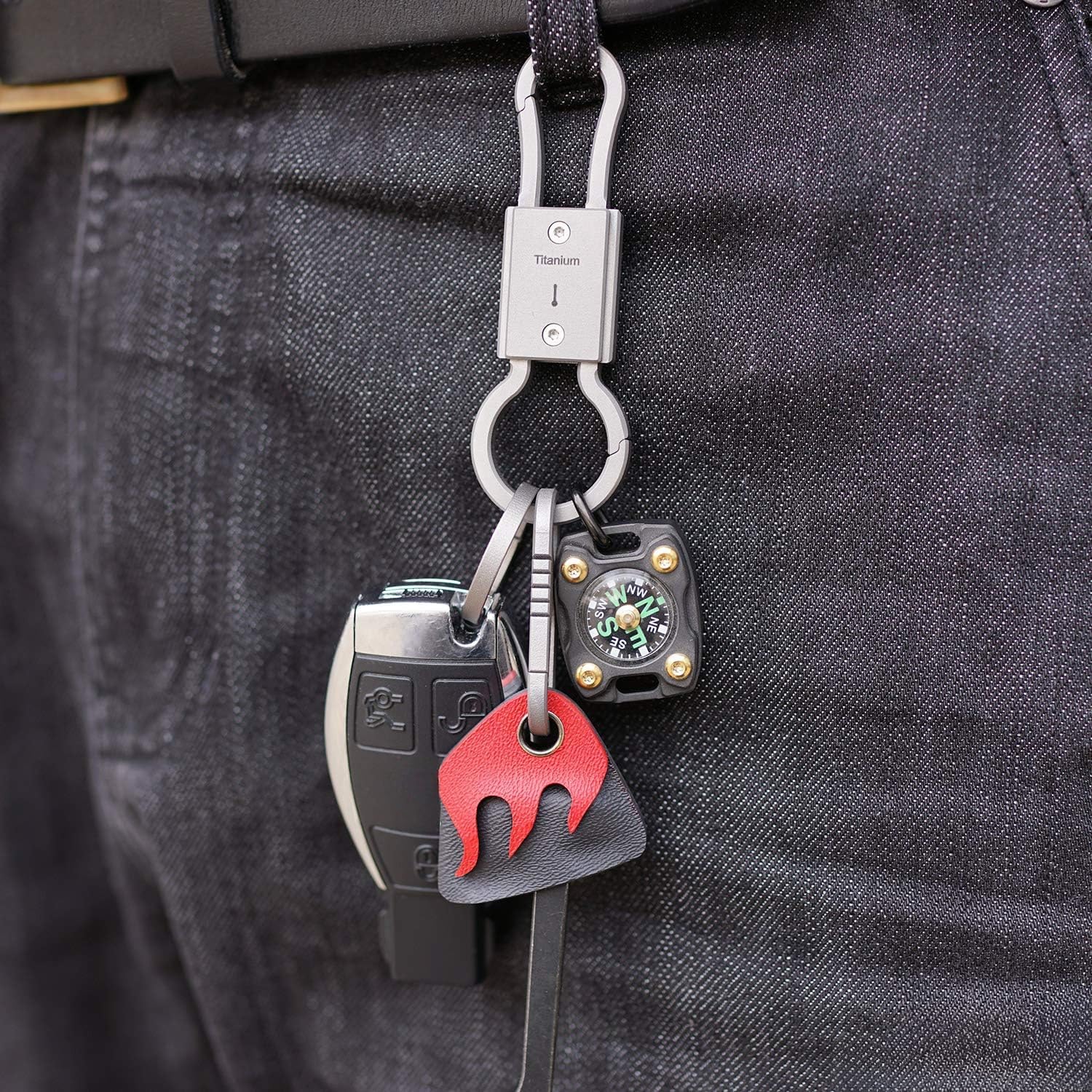 MecArmy CH22 Titanium Double-Ended Quick-Release Keychain with Carabiner Keyring - Durable EDC Accessory for Keys, Tools & Everyday Carry - Perfect for Home, Office, Travel & Outdoor Adventures