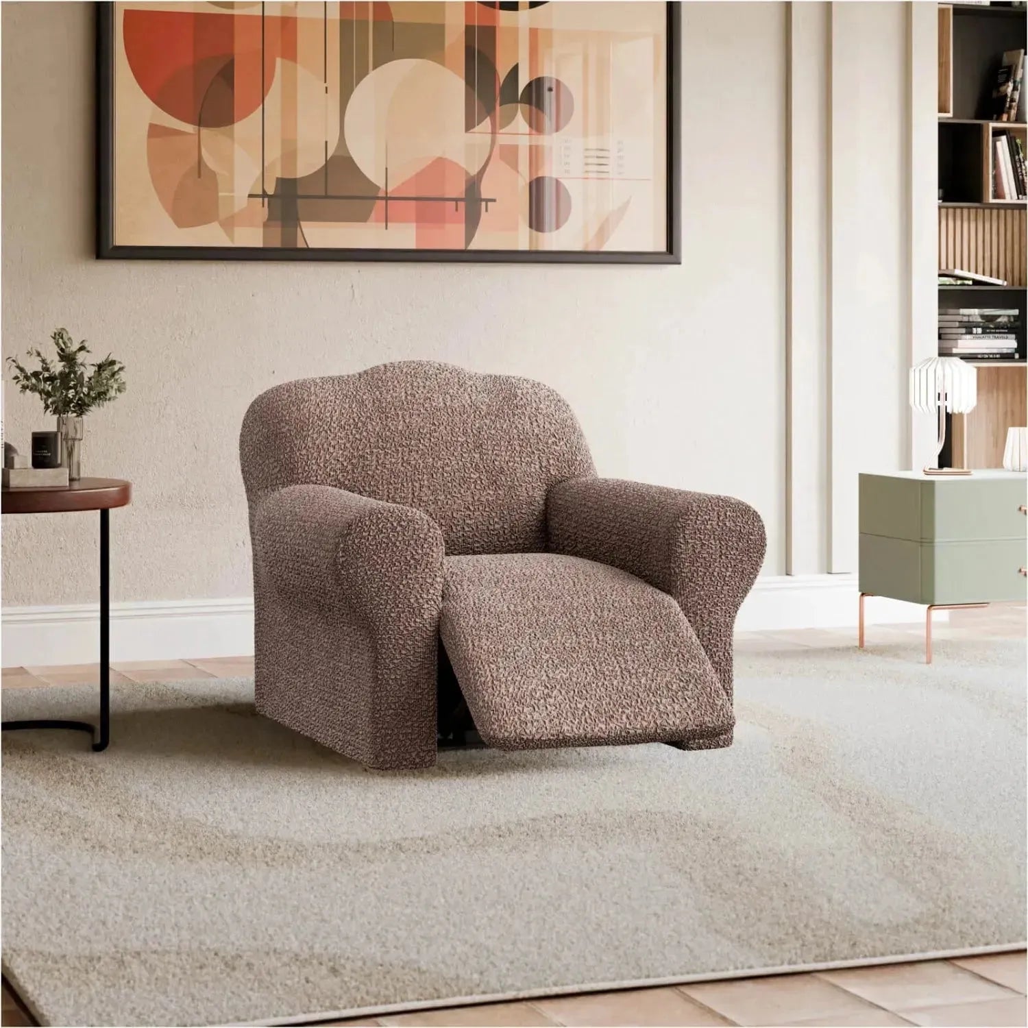 Comfortable Reclining Armchair Slipcover - Mille Righe Collection | Stretchable & Washable Sofa Cover for Living Room, Bedroom, or Home Theater