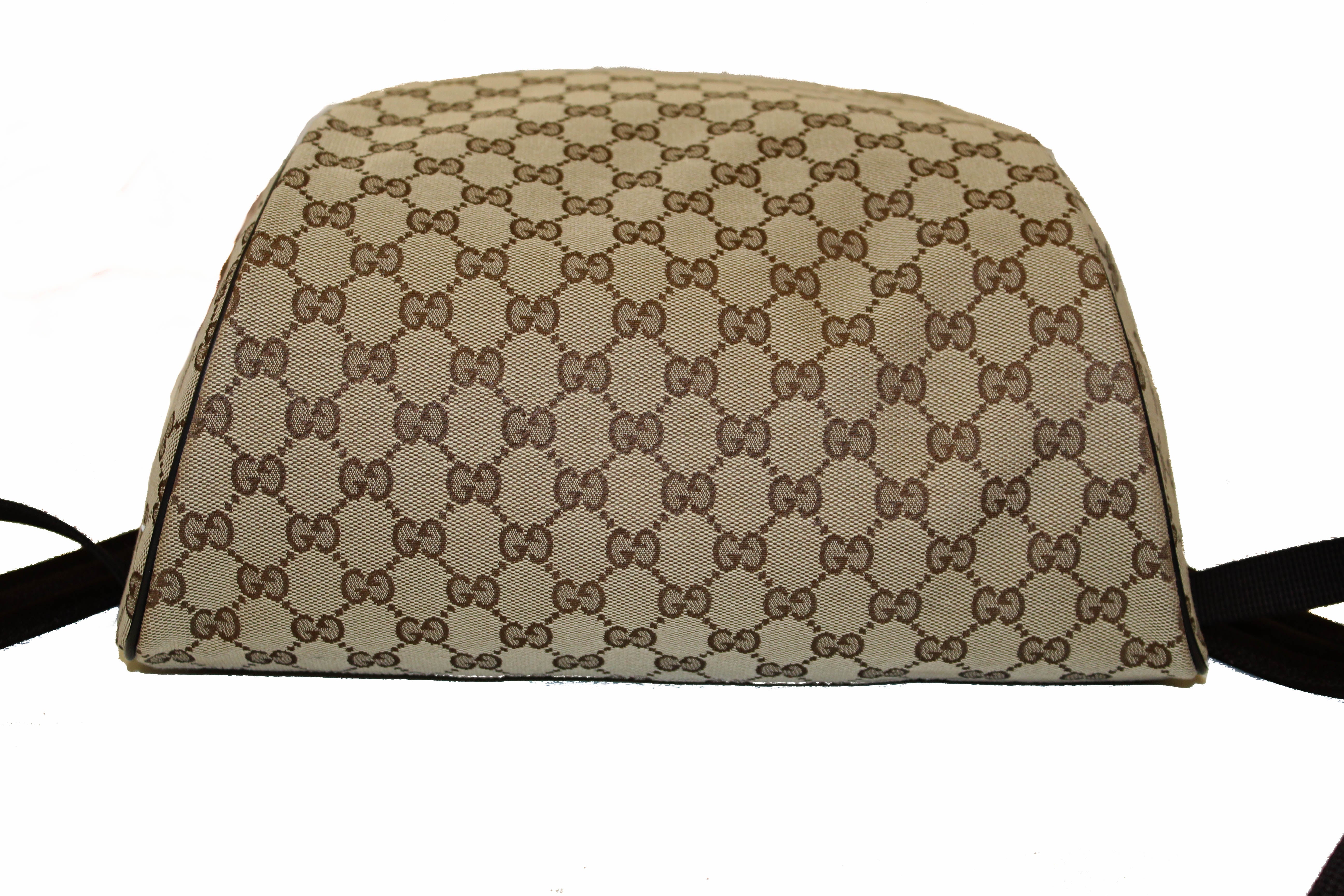 Authentic Gucci GG Supreme Brown Fabric Backpack for Women & Men - Stylish Luxury Travel Bag for Work, School & Daily Use