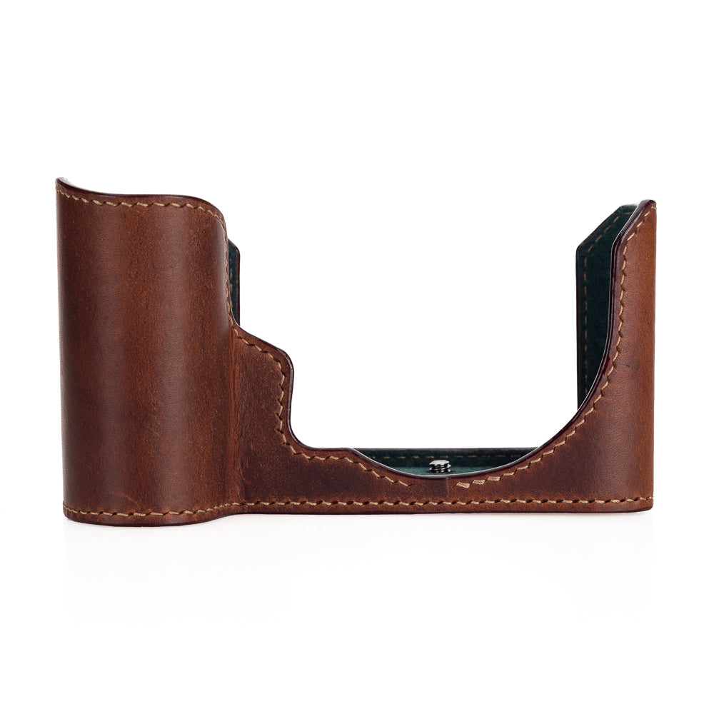 Arte di Mano Premium Leather Half Case for Leica SL2 Camera - Brown Rally Volpe Design with Battery Access Door | Professional Camera Protection for Travel & Street Photography