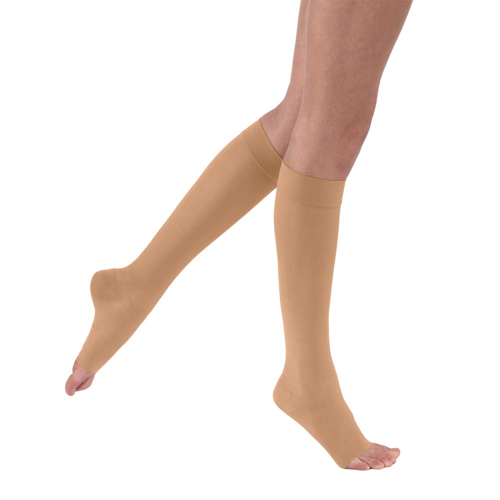 JOBST UltraSheer Knee High 15-20 mmHg Open Toe Compression Stockings for Women - X-Large Size in Sun Bronze - Perfect for Varicose Veins, Swelling & Travel Comfort