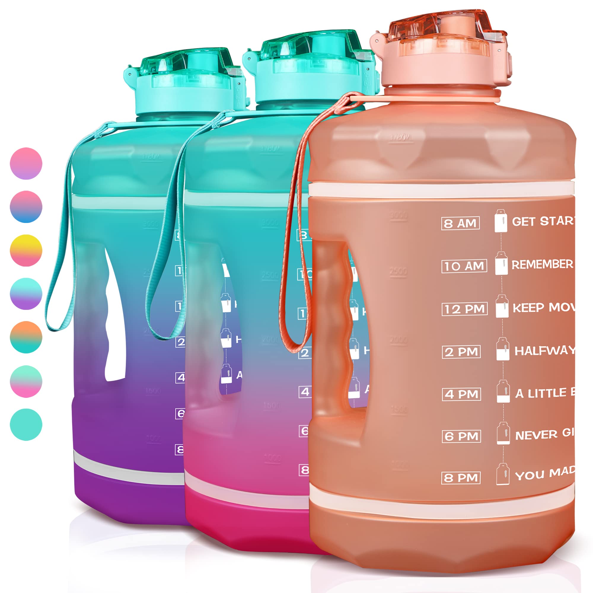 ZOMAKE 64oz/128oz Motivational Water Bottle with Straw & Time Marker - BPA Free, Leakproof Large Gallon Jug for Gym, Hiking & Daily Hydration - Stay Hydrated All Day