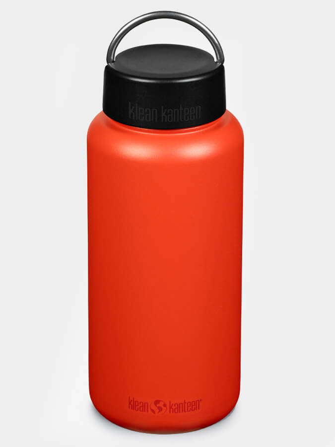 Klean Kanteen 40oz (1182ml) Wide Mouth Stainless Steel Water Bottle with Loop Cap - Leak Proof, BPA Free for Hiking, Gym & Outdoor Activities