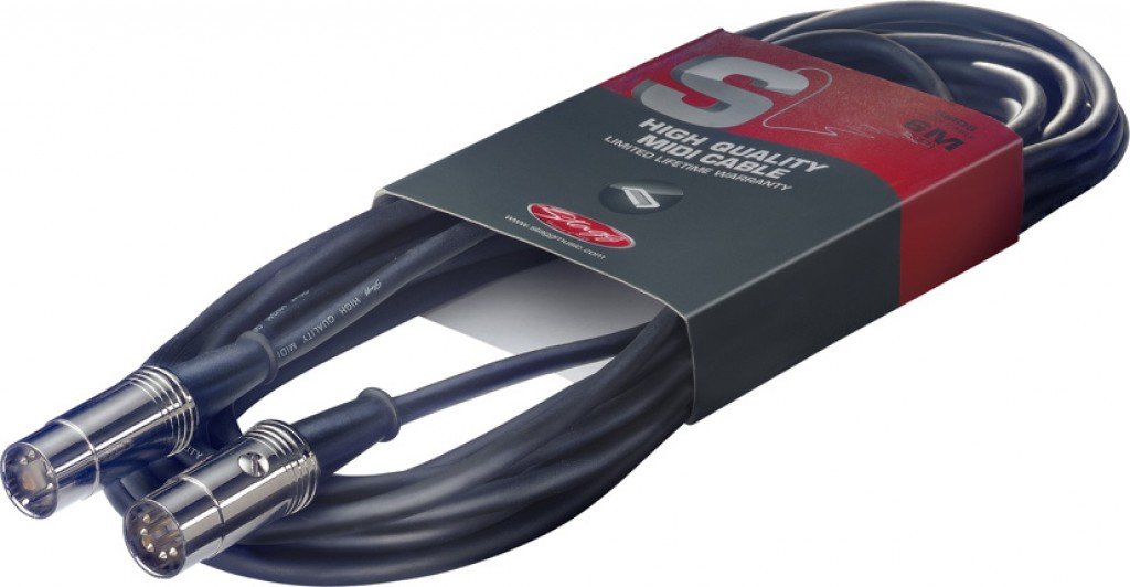 Stagg 3ft MIDI Cable - Male to Male DIN Plug Connector for Keyboards, Synthesizers & Music Equipment - Durable Metal Construction for Professional Studio & Live Performances