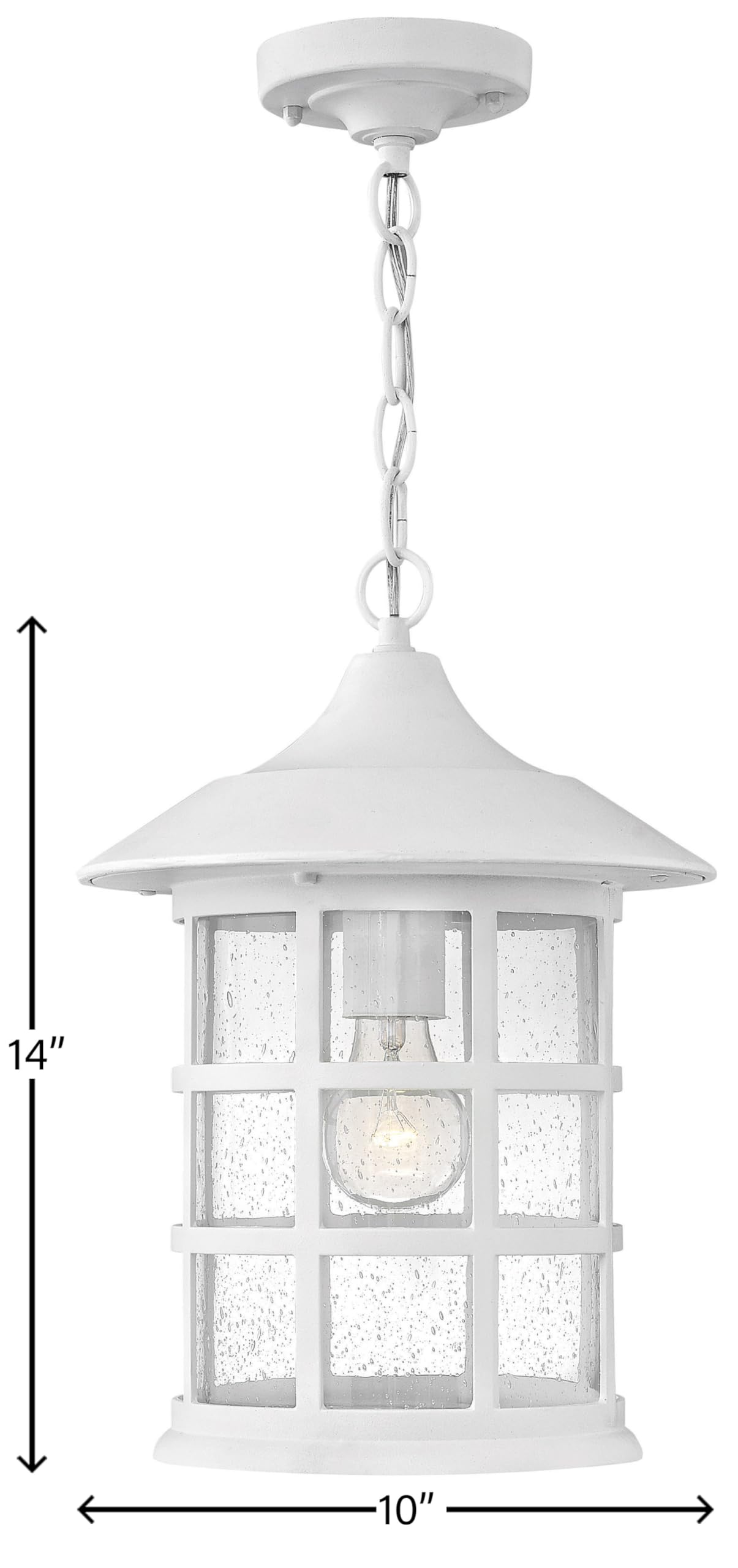 Hinkley Freeport Coastal Elements Medium Hanging Outdoor Lantern - Composite Material, New England Style, Clear Seedy Glass, Fade Resistant, Textured White Finish - Perfect for Porch, Patio, Garden, and Coastal Home Decor