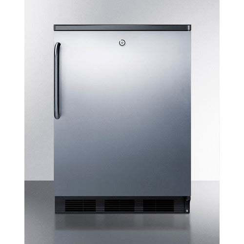 Accucold 24 Inch Wide All Refrigerator with Auto Defrost & Stainless Steel Door - Compact Freezerless Fridge for Home, Office, Dorm, or Commercial Use (Model FF7LBLKSSTB)