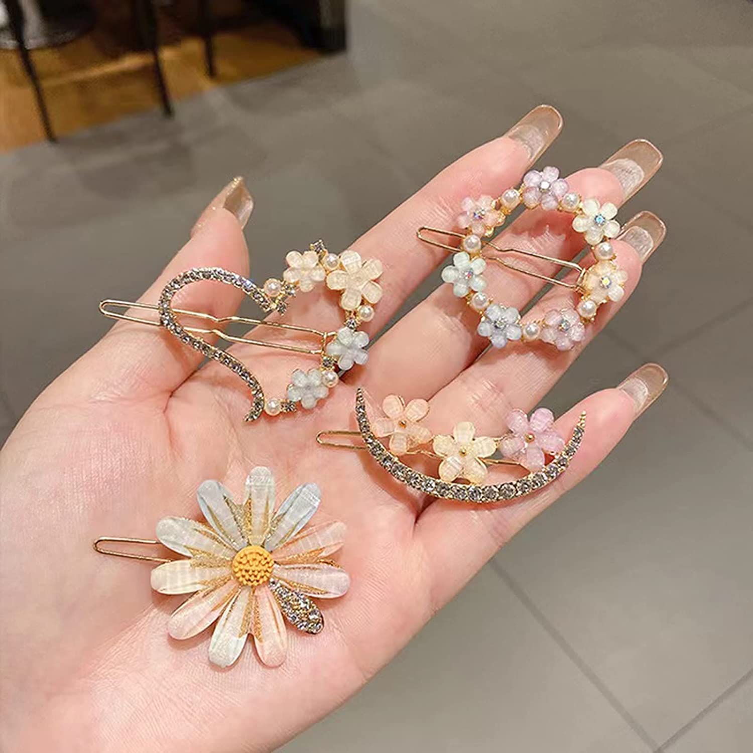 8PCS Floral Hair Clips for Women - HAPPYMATES Decorative Bobby Pins Set for Wedding, Party & Everyday Use | Elegant Hair Accessories for Girls & Women