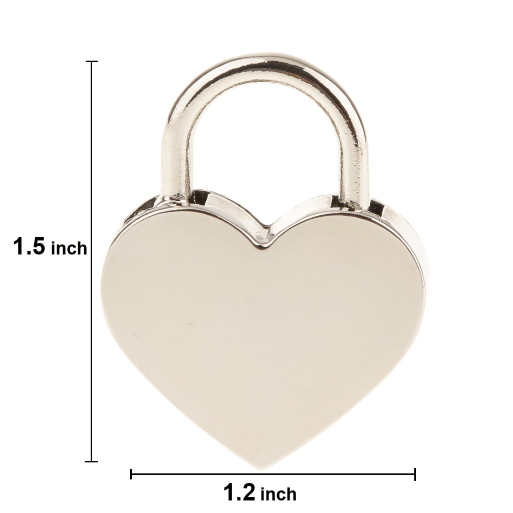 2 Pack Small Metal Heart Shaped Padlock with Key - Mini Lock for Jewelry Box, Storage Box, Diary Book - Perfect for Valentine's Gifts, Love Letters & Keepsake Chests (Silver)