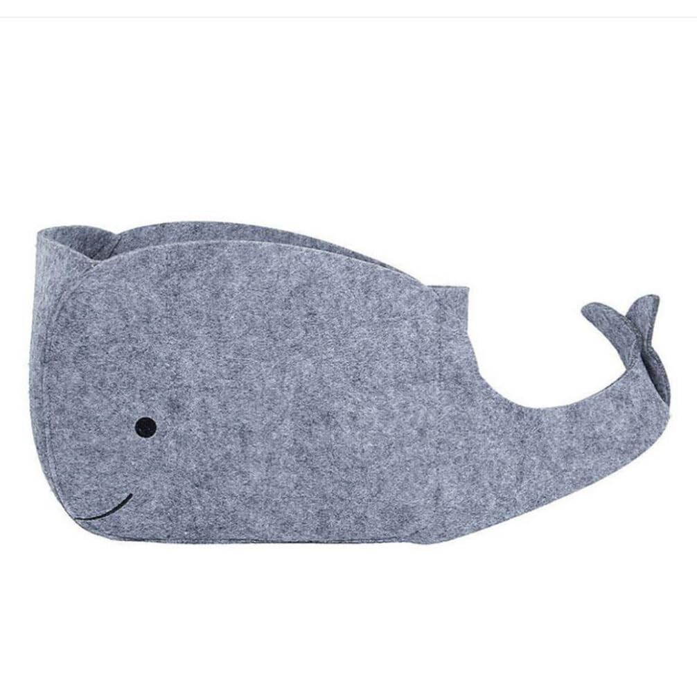 Whale Shape Felt Storage Basket - Nursery & Laundry Organizer for Home
