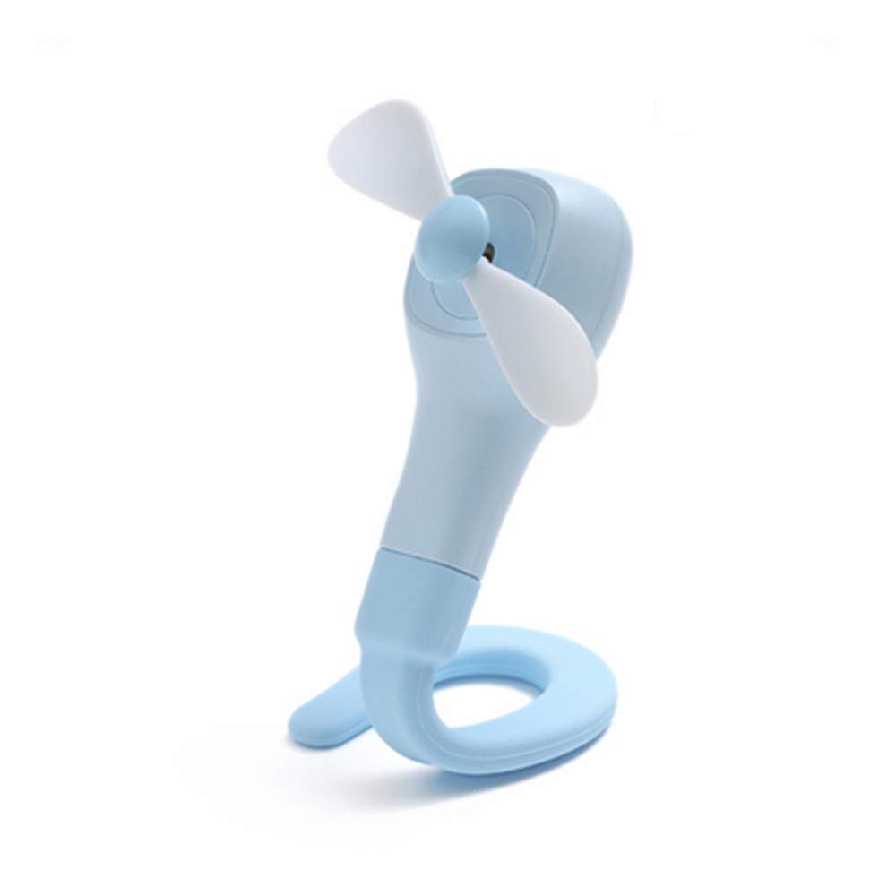 Portable Mini Handheld Stroller Fan - 500mAh Rechargeable USB/Battery Powered Personal Fan with Flexible Tripod & Clip for Baby Car Seat, Stroller, Desk - Perfect for Outdoor, Travel, Nursery & Office Use (Blue)