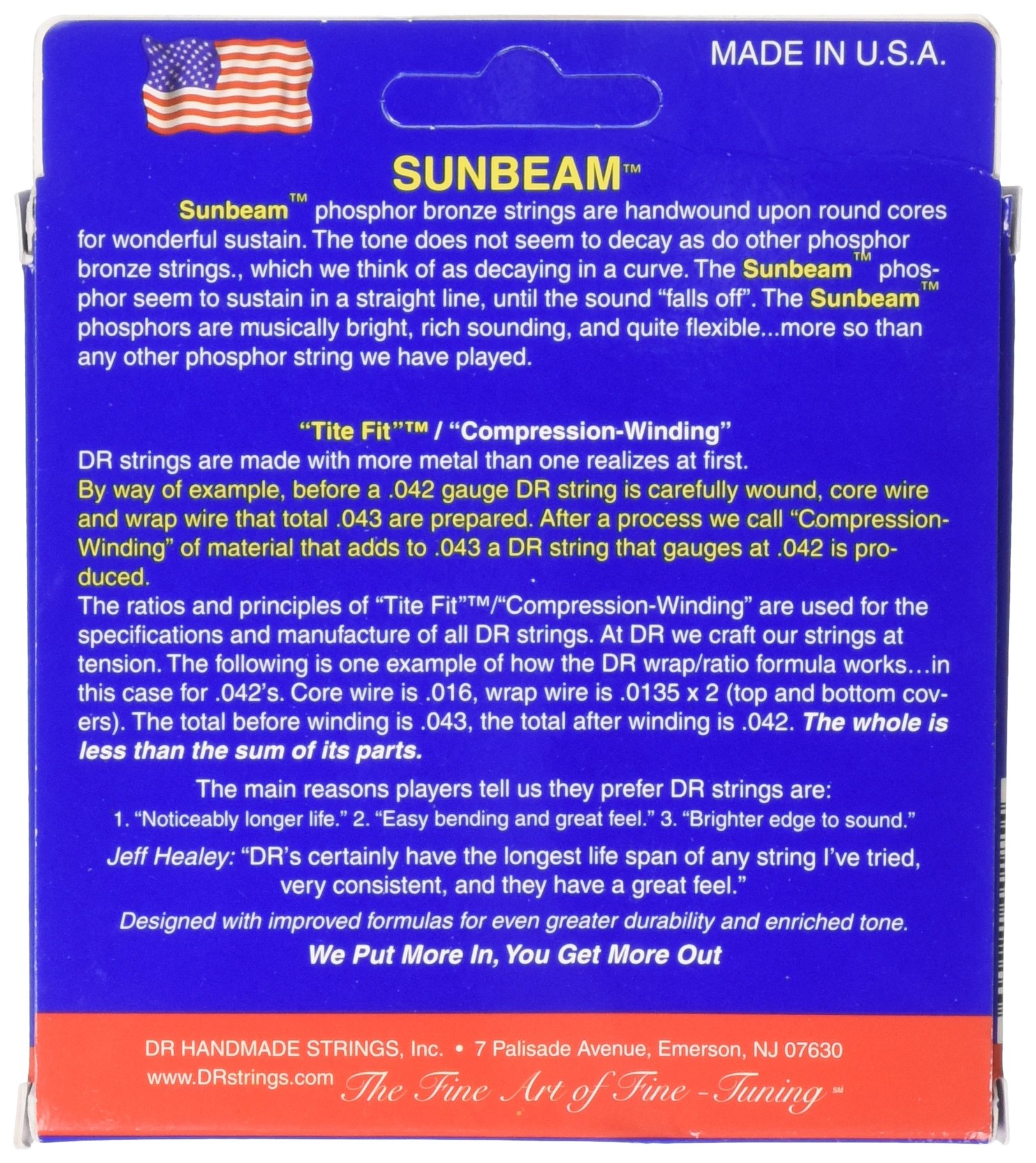 DR Strings Sunbeam Phosphor Bronze Acoustic Guitar Strings 11-50 Gauge - Bright Warm Tone for Folk, Country & Fingerstyle Playing