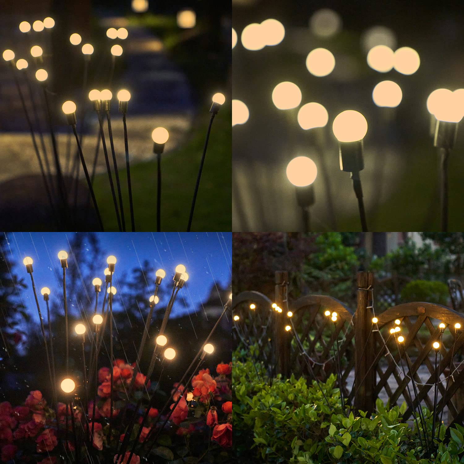 2 Pack Solar Garden Lights Outdoor - 10 LED Waterproof Firefly Pathway Lights for Yard, Patio & Landscape - Warm White Swaying Decorative Lights for Windy Areas | Perfect for Walkways, Driveways & Garden Decor