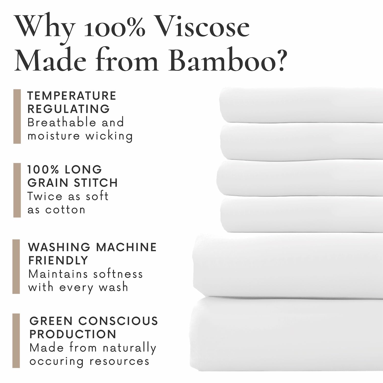Bamboo Sheets Set - 100% Viscose, Breathable & Cooling for Hot Sleepers - Fits 16