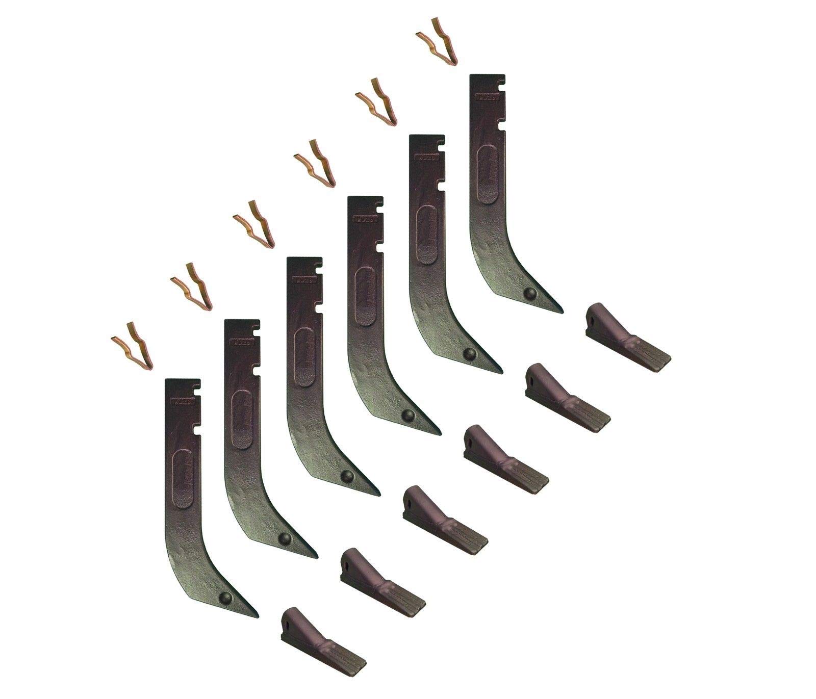 6-Piece Gannon Scraper Box Shanks with Scarifier Teeth & Clips - Compatible with H920, 8075, K1306 - Heavy Duty Land Leveling & Soil Preparation for Farm Equipment