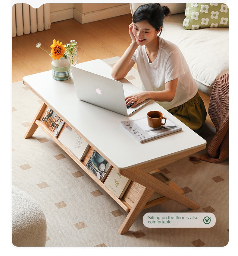 Solid Oak Wood Modern Rocking Coffee Table - Stylish and Durable Living Room Centerpiece for Cozy Home Decor